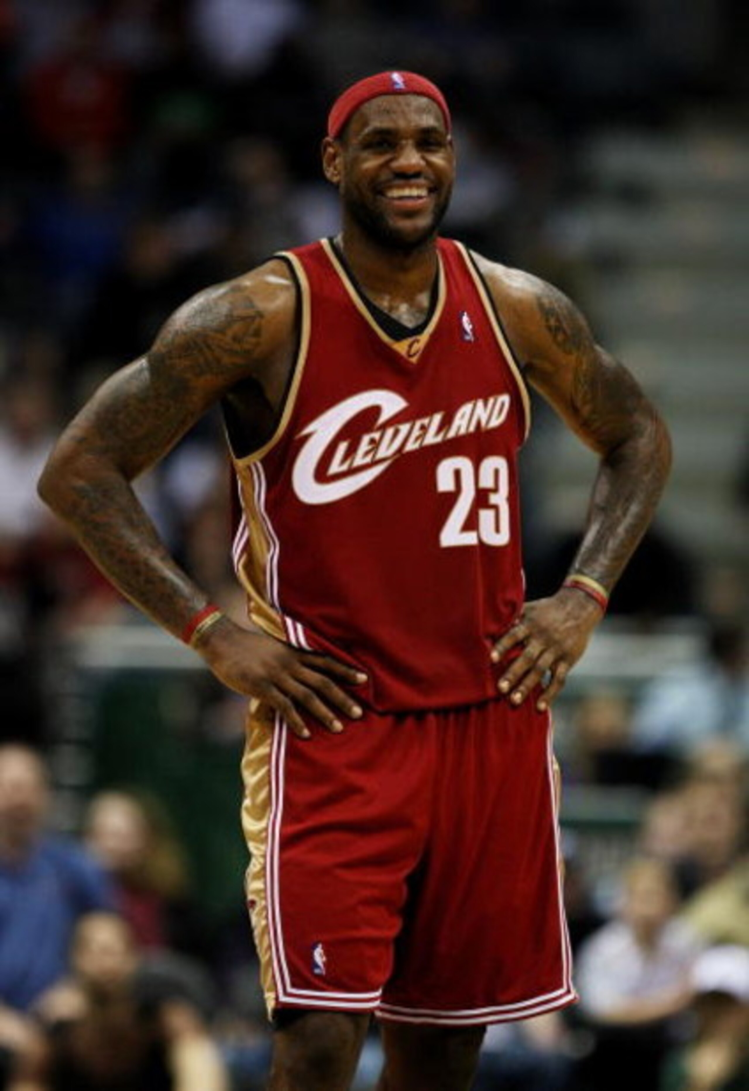 MILWAUKEE - FEBRUARY 20: LeBron James #23 of the Cleveland Cavaliers smiles near the end of a game against the Milwaukee Bucks in which he scored a game-high 55 points on February 20, 2009 at the Bradley Center in Milwaukee, Wisconsin. The Cavaliers defea