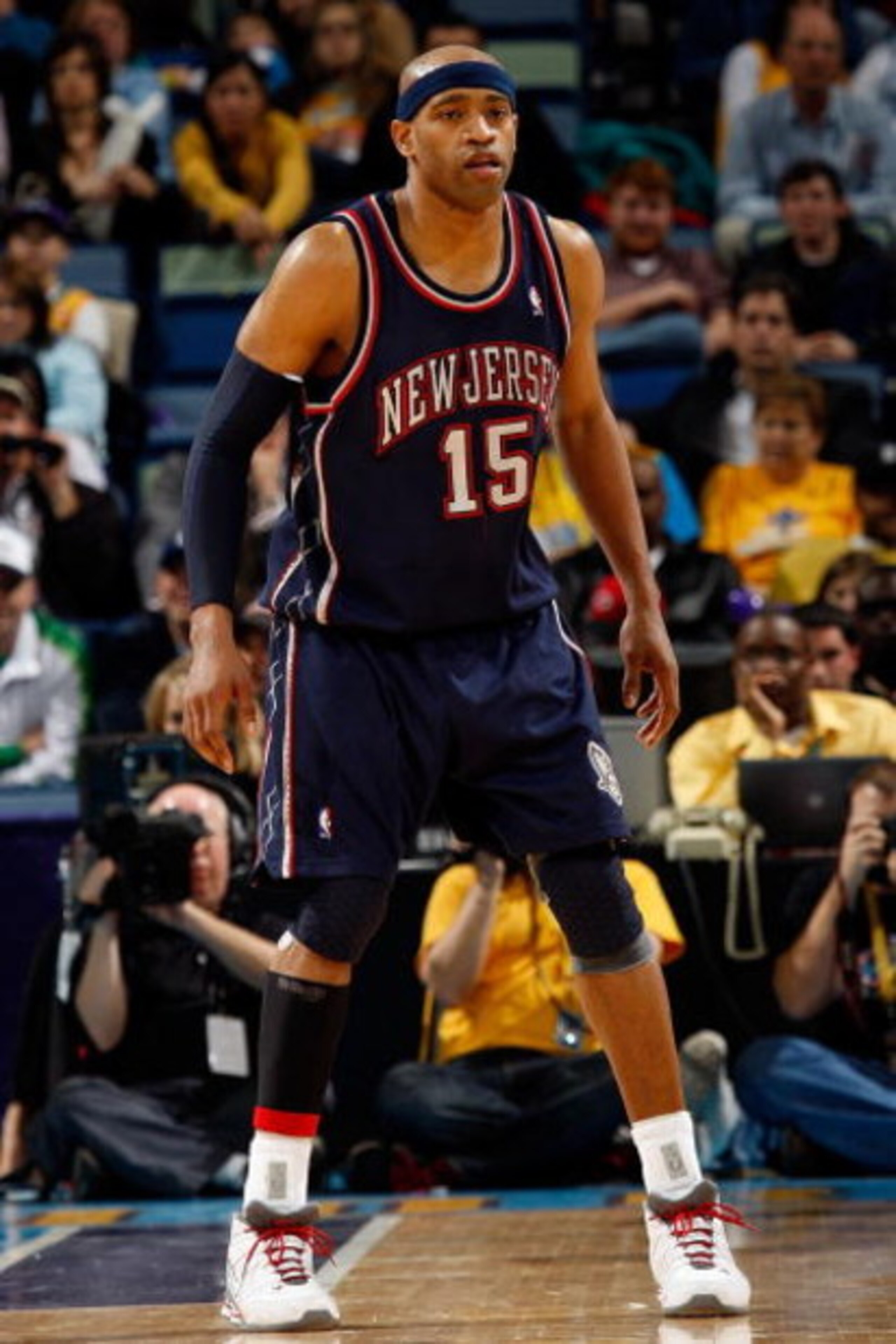 NEW ORLEANS - JANUARY 21:  Vince Carter #15 of the New Jersey Nets looks on against the New Orleans Hornets on January 21, 2009 at the New Orleans Arena in New Orleans, Louisiana. The Hornets defeated the Nets 102-92.   NOTE TO USER: User expressly acknow