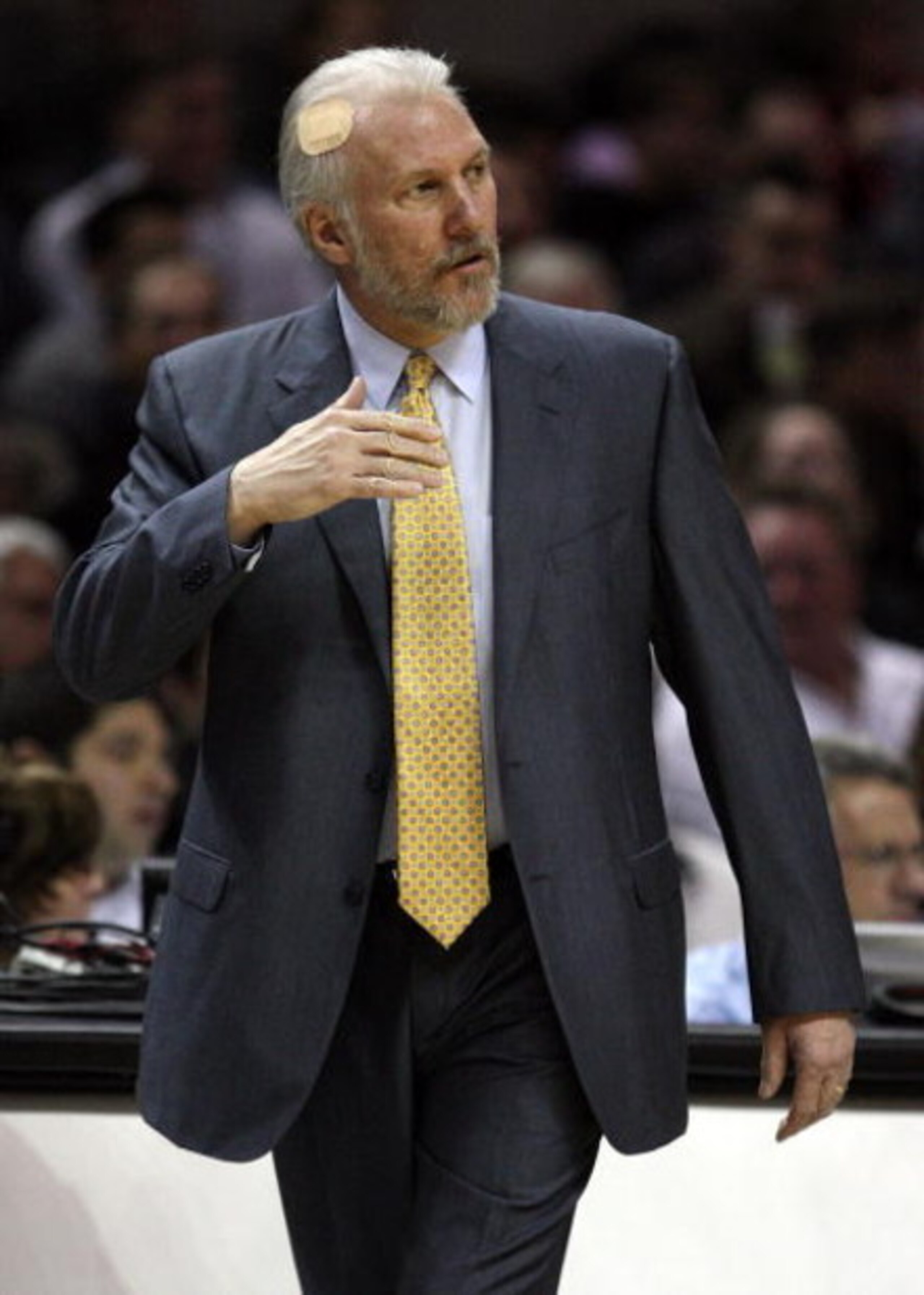SAN ANTONIO - JANUARY 31:  Head coach Gregg Popovich of the San Antonio Spurs on January 31, 2009 at AT&T Center in San Antonio, Texas.  NOTE TO USER: User expressly acknowledges and agrees that, by downloading and/or using this Photograph, user is consen