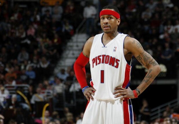 CLEVELAND - FEBRUARY 22:  Allen Iverson #1 of the Detroit Pistons looks on while playing the Cleveland Cavaliers on February 22, 2009 at the Quicken Loans Arena in Cleveland, Ohio. Cleveland won the game 99-78. NOTE TO USER: User expressly acknowledges an
