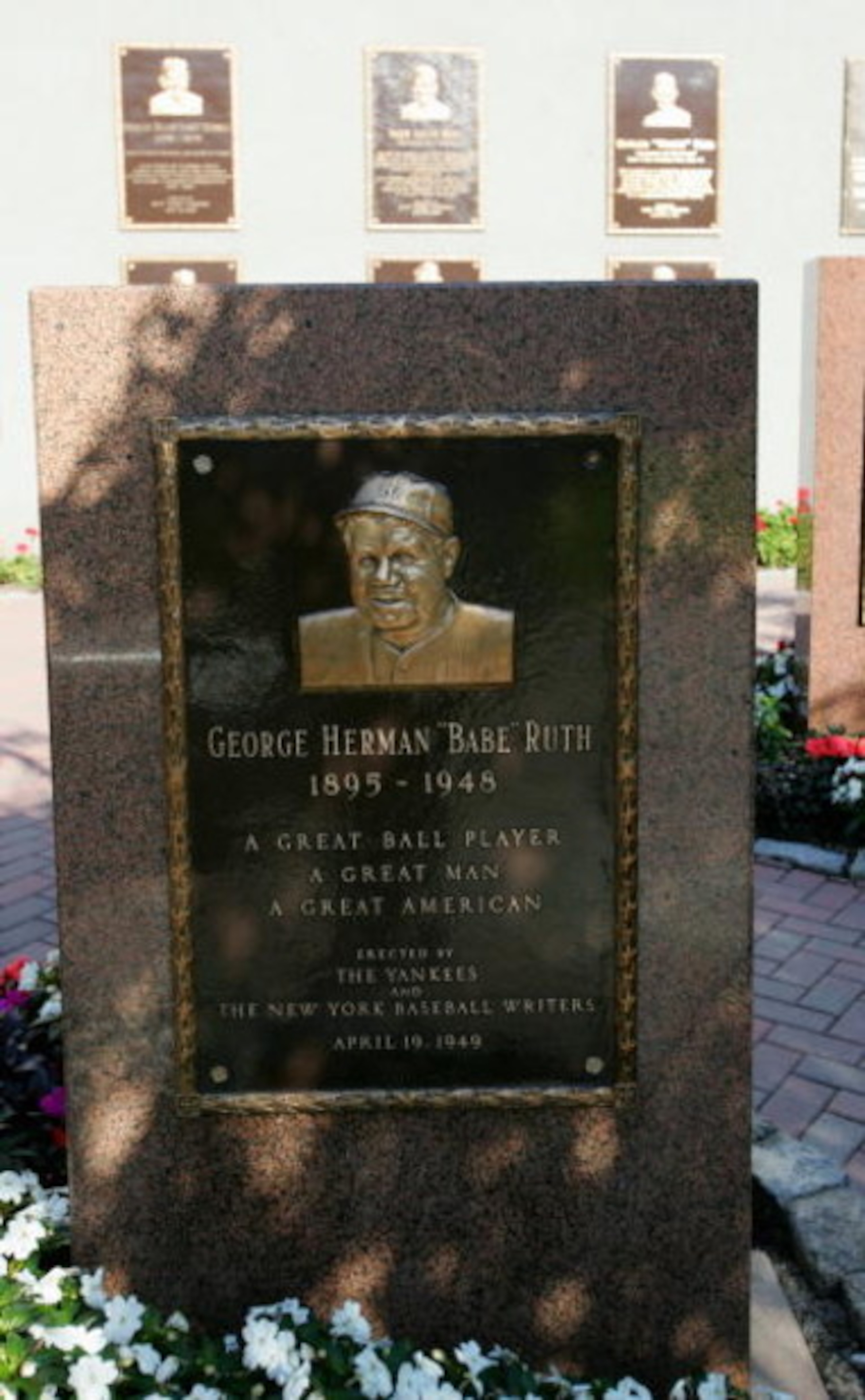 NEW YORK - OCTOBER 8:  The George Herman 'Babe' Ruth plaque is in Monument Park at Yankee Stadium prior to the game between the New York Yankees and the Minnesota Twins in the Bronx, New York on October 8, 2004.  The Yankees won 8-4.  (Photo by Ezra Shaw/