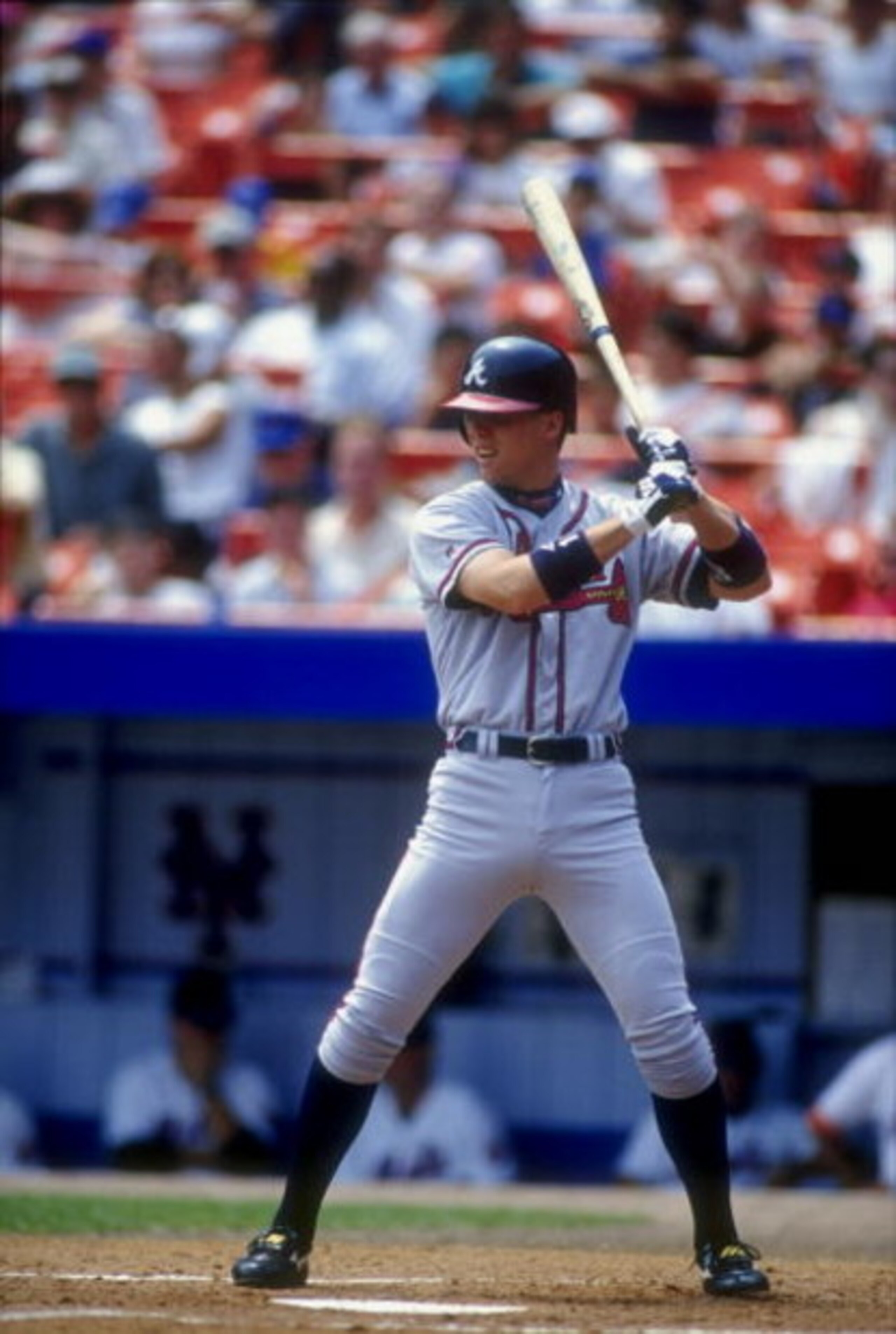15 Jul 1998:  Infielder Chipper Jones #10 of the Atlanta Braves in action during a game against the New York Mets at Shea Stadium in Flushing, New York.  The Braves defeated the Mets 12-1. Mandatory Credit: Al Bello  /Allsport