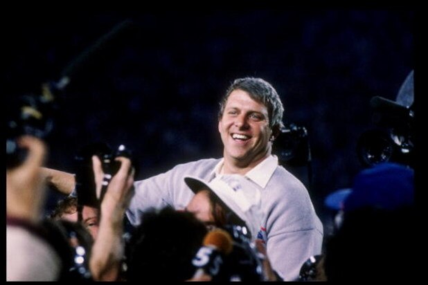 25 Jan 1987: Head coach Bill Parcells of the New York Giants celebrates after Super Bowl XXI against the Denver Broncos at the Rose Bowl in Pasadena, California. The Giants won the game 39-20. 25 Jan 1987: Head coach Bill Parcells of the New York Giants celebrates after Super Bowl XXI against the Denver Broncos at the Rose Bowl in Pasadena, California. The Giants won the game 39-20.