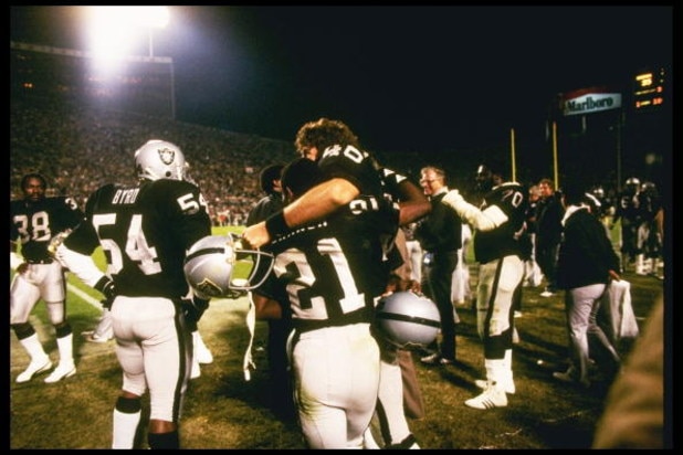 22 Jan 1984: The Los Angeles Raiders celebrate after Super Bowl XVIII against the Washington Redskins at Tampa Stadium in Tampa, Florida. The Raiders won the game, 38-9. 22 Jan 1984: The Los Angeles Raiders celebrate after Super Bowl XVIII against the Washington Redskins at Tampa Stadium in Tampa, Florida. The Raiders won the game, 38-9.