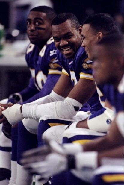 10 Jan 1999: Quarterback Randall Cunningham #7 of the Minnesota Vikings sitting on the bench talking during the NFC Play Offs Game against the Arizona Cardinals at the Hubert H. Humphrey Metrodome in Minneapolis, Minnesota. The Vikings defeated the Cardin 10 Jan 1999: Quarterback Randall Cunningham #7 of the Minnesota Vikings sitting on the bench talking during the NFC Play Offs Game against the Arizona Cardinals at the Hubert H. Humphrey Metrodome in Minneapolis, Minnesota. The Vikings defeated the Cardin