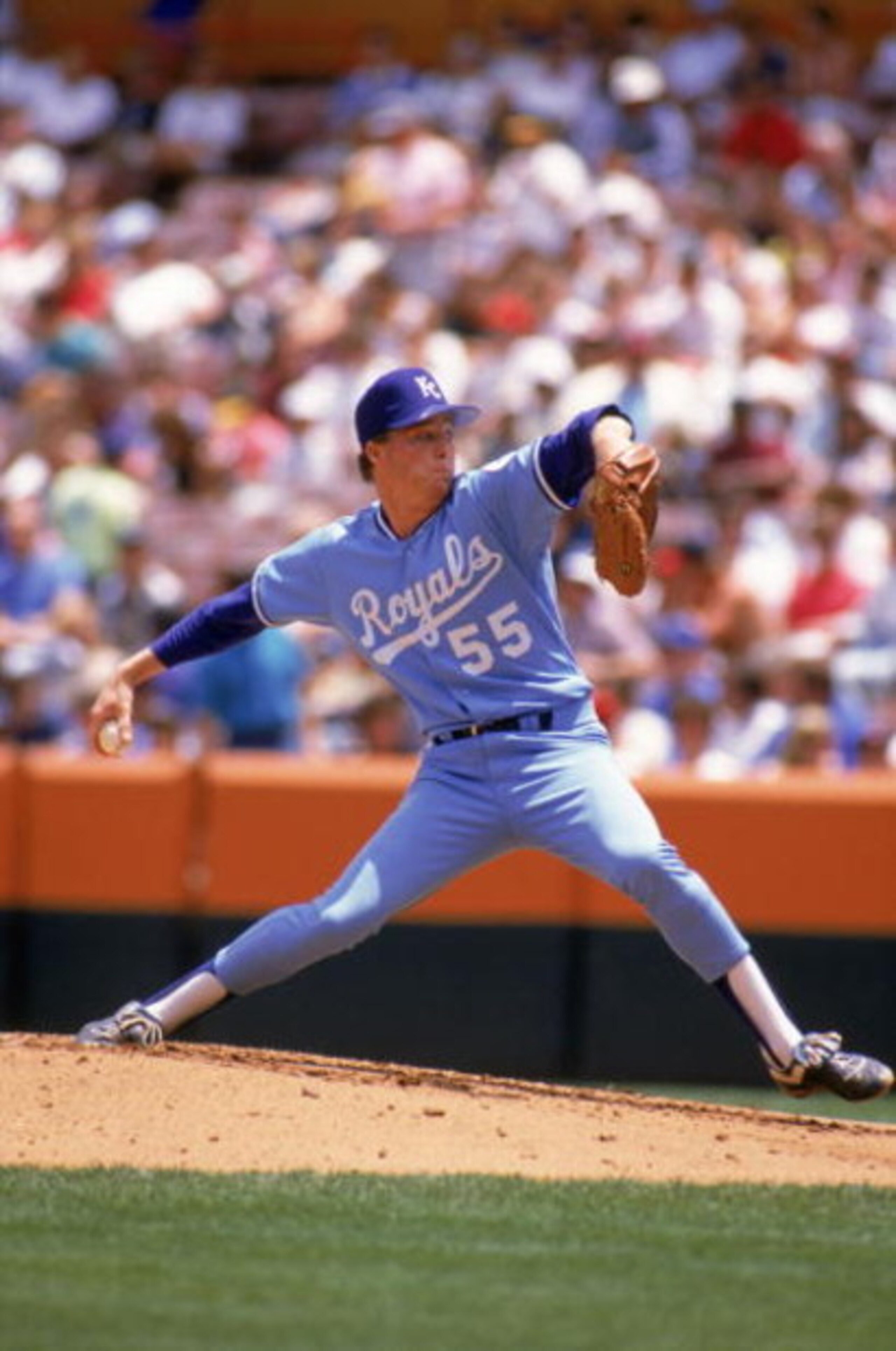 1989: Kevin Appier #55 of the Kansas City Royals delivers a pitch during a game in the 1989 MLB season. (Photo by Tim DeFrisco/Getty Images) 1989: Kevin Appier #55 of the Kansas City Royals delivers a pitch during a game in the 1989 MLB season. (Photo by Tim DeFrisco/Getty Images)