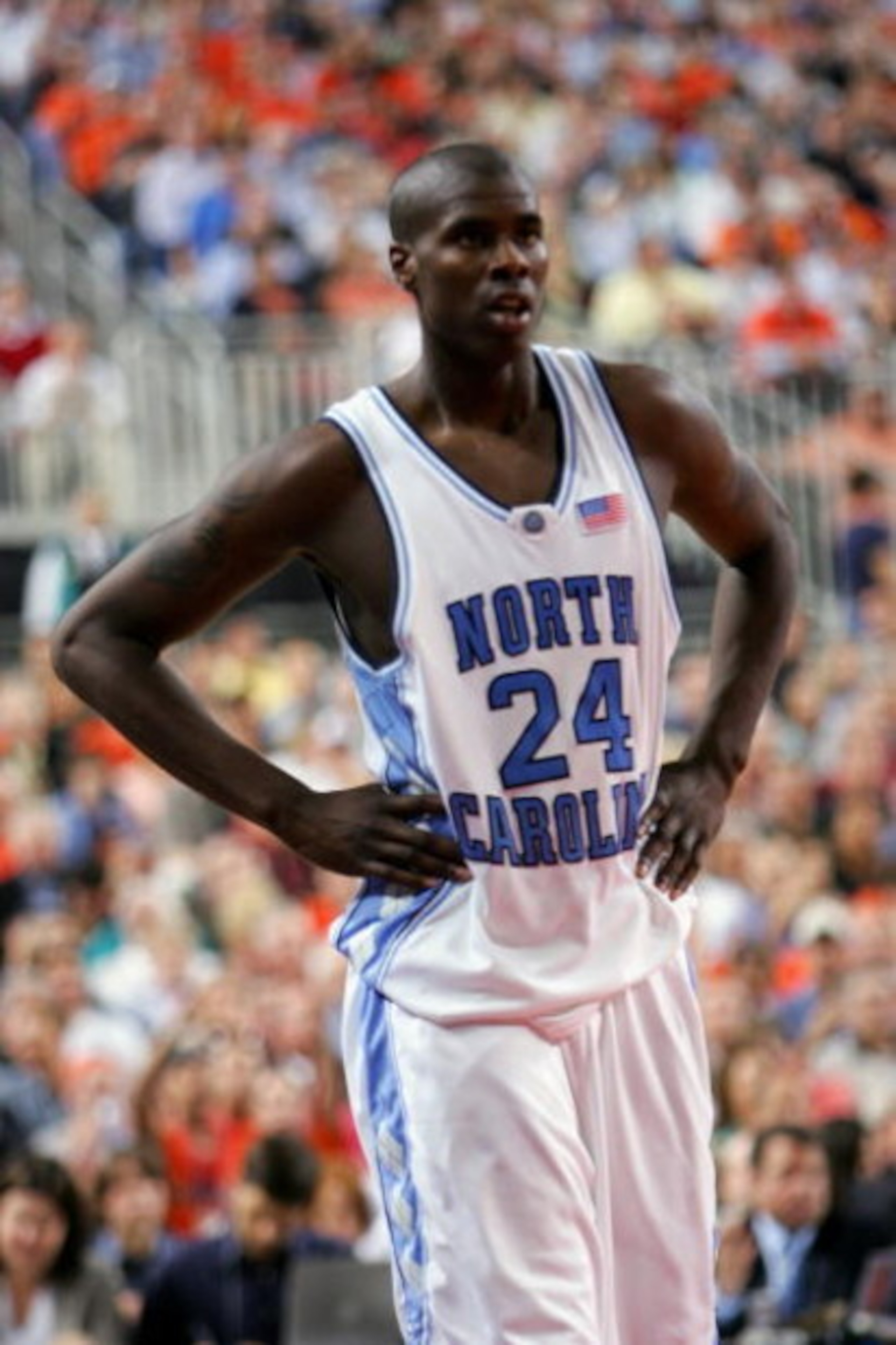 ST. LOUIS, MO - APRIL 4:  Marvin Williams #24 of the University of North Carolina at Chapel Hill Tar Heels is on the court against the University of Illinois at Urbana-Champaign Fighting Illini during the NCAA Men's National Championship at the Edward Jon