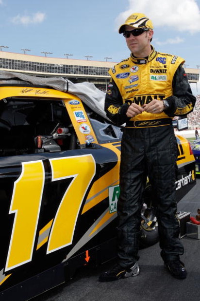 HAMPTON, GA - MARCH 08:  Matt Kenseth driver of the Dewalt Ford stands by his car before the start of the NASCAR Sprint Cup Series Kobalt Tools 500 at the Atlanta Motor Speedway on March 8, 2009 in Hampton, Georgia.  (Photo by John Harrelson/Getty Images)