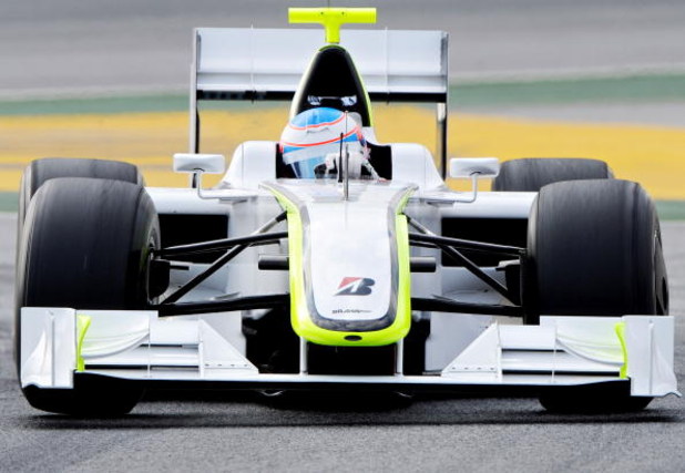 BARCELONA, SPAIN - MARCH 09:  Jenson Button of Great Britain and Brawn GP in action during formula one testing at the Circuit de Catalunya on March 9, 2009 in Barcelona, Spain.  (Photo by Jasper Juinen/Getty Images)