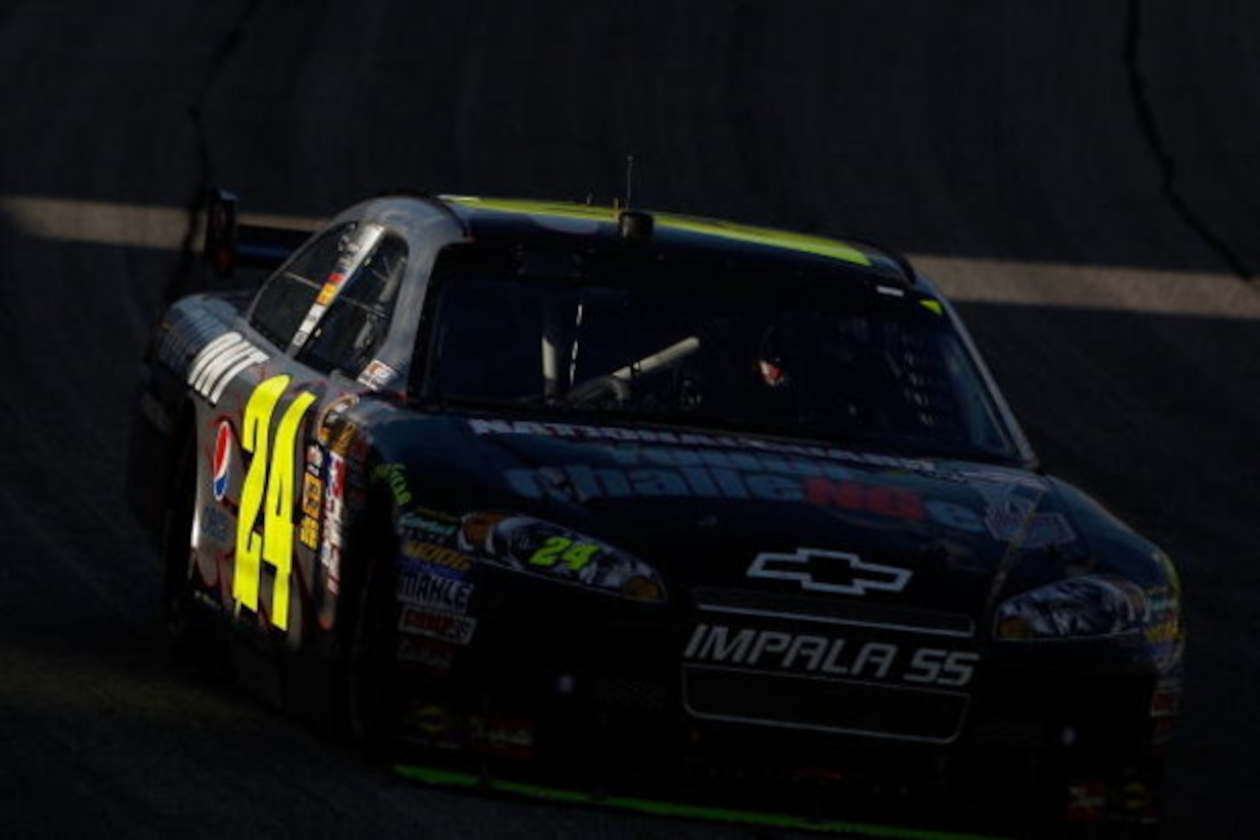 ATLANTA - MARCH 08:  Jeff Gordon, driver of the #24 DuPont/National Guard Youth Challenge Chevrolet drives during the NASCAR Sprint Cup Series Kobalt Tools 500 at the Atlanta Motor Speedway on March 8, 2009 in Hampton, Georgia.  (Photo by Chris Graythen/G