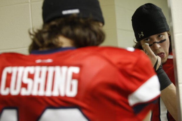 MOBILE, AL - JANUARY 24:  Brian Cushing #10 of the South Team prepares before the game against the North Team during the Under Armour Senior Bowl on January 24, 2009 at Ladd-Peebles Stadium in Mobile, Alabama.  (Photo by Chris Graythen/Getty Images for Un