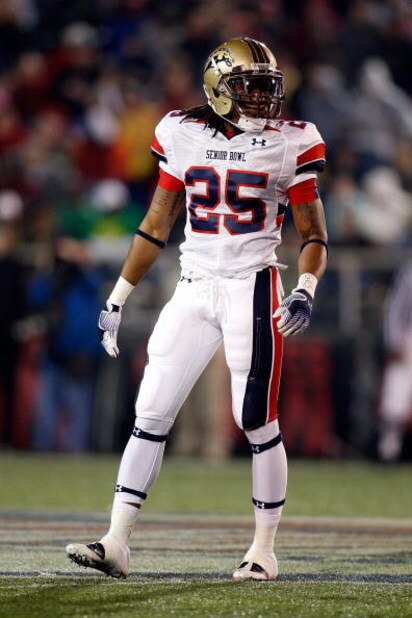 MOBILE, AL - JANUARY 24:  Louis Delmas #25 of North Team looks on against the South Team during the Under Armour Senior Bowl on January 24, 2009 at Ladd-Peebles Stadium in Mobile, Alabama.  (Photo by Chris Graythen/Getty Images for Under Armour)