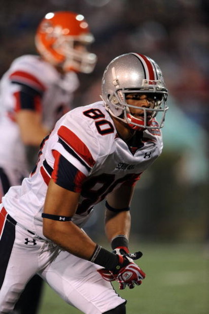 MOBILE, AL - JANUARY 24:  Brian Robiskie #80 of the North team during the Under Armour Senior Bowl on January 24, 2009 at Ladd-Peebles Stadium in Mobile, Alabama.  (Photo by Ronald Martinez/Getty Images for Under Armour)