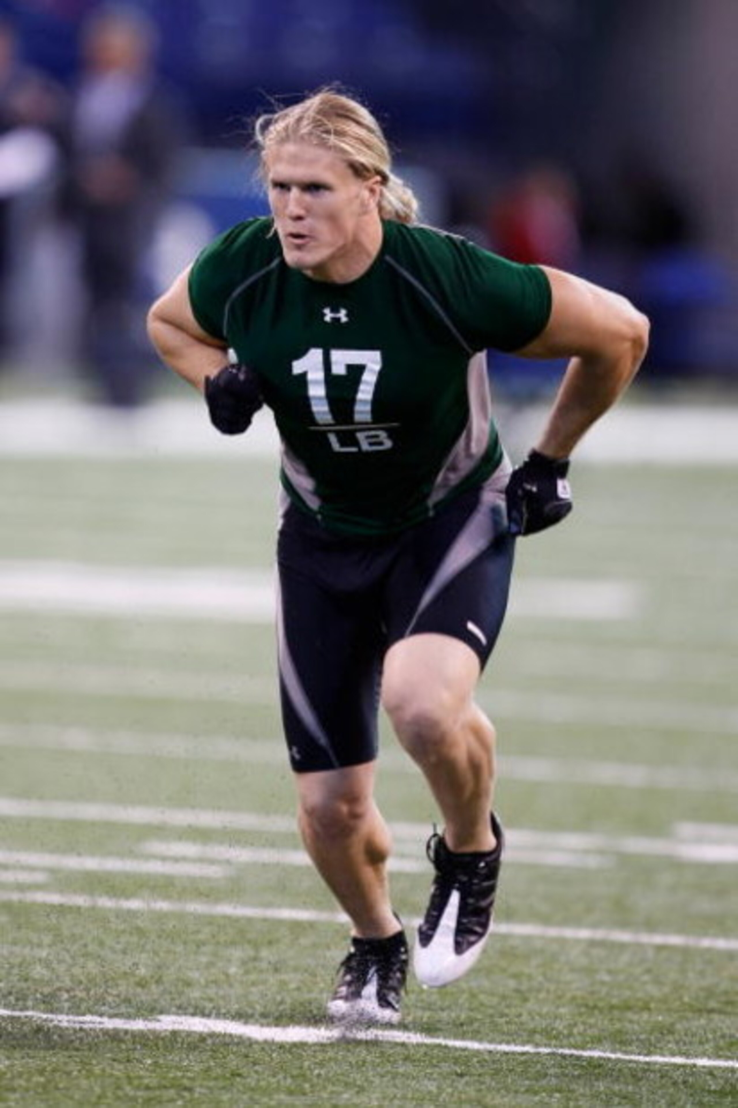 INDIANAPOLIS, IN - FEBRUARY 23:  Linebacker Clay Mathews of USC runs during the NFL Scouting Combine presented by Under Armour at Lucas Oil Stadium on February 23, 2009 in Indianapolis, Indiana. (Photo by Scott Boehm/Getty Images)