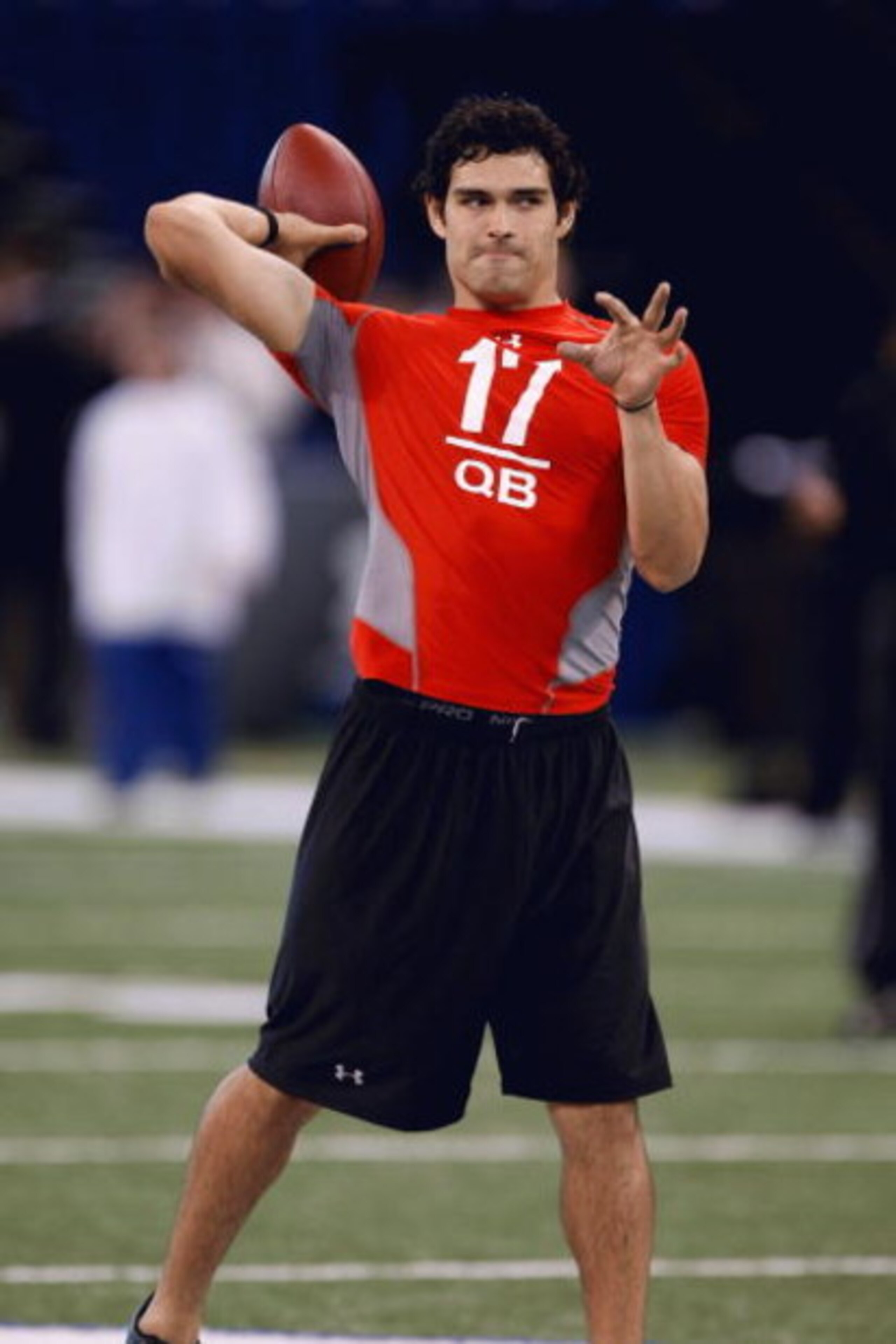 INDIANAPOLIS, IN - FEBRUARY 22:  Quarterback Mark Sanchez of USC passes the football during the NFL Scouting Combine presented by Under Armour at Lucas Oil Stadium on February 22, 2009 in Indianapolis, Indiana. (Photo by Scott Boehm/Getty Images)