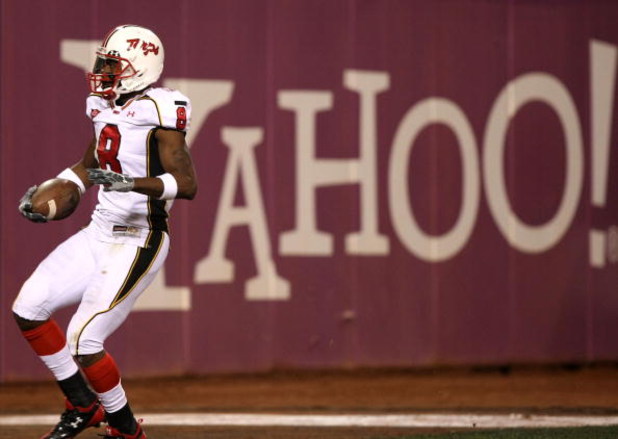 SAN FRANCISCO - DECEMBER 28: Darrius Heyward-Bey#8 of the Maryland Terrapins celebrates after scoring a touchdown in the first half against the Oregon State Beavers during the Emerald Bowl on December 28, 2007 at AT&T Park in San Francisco California.  (P