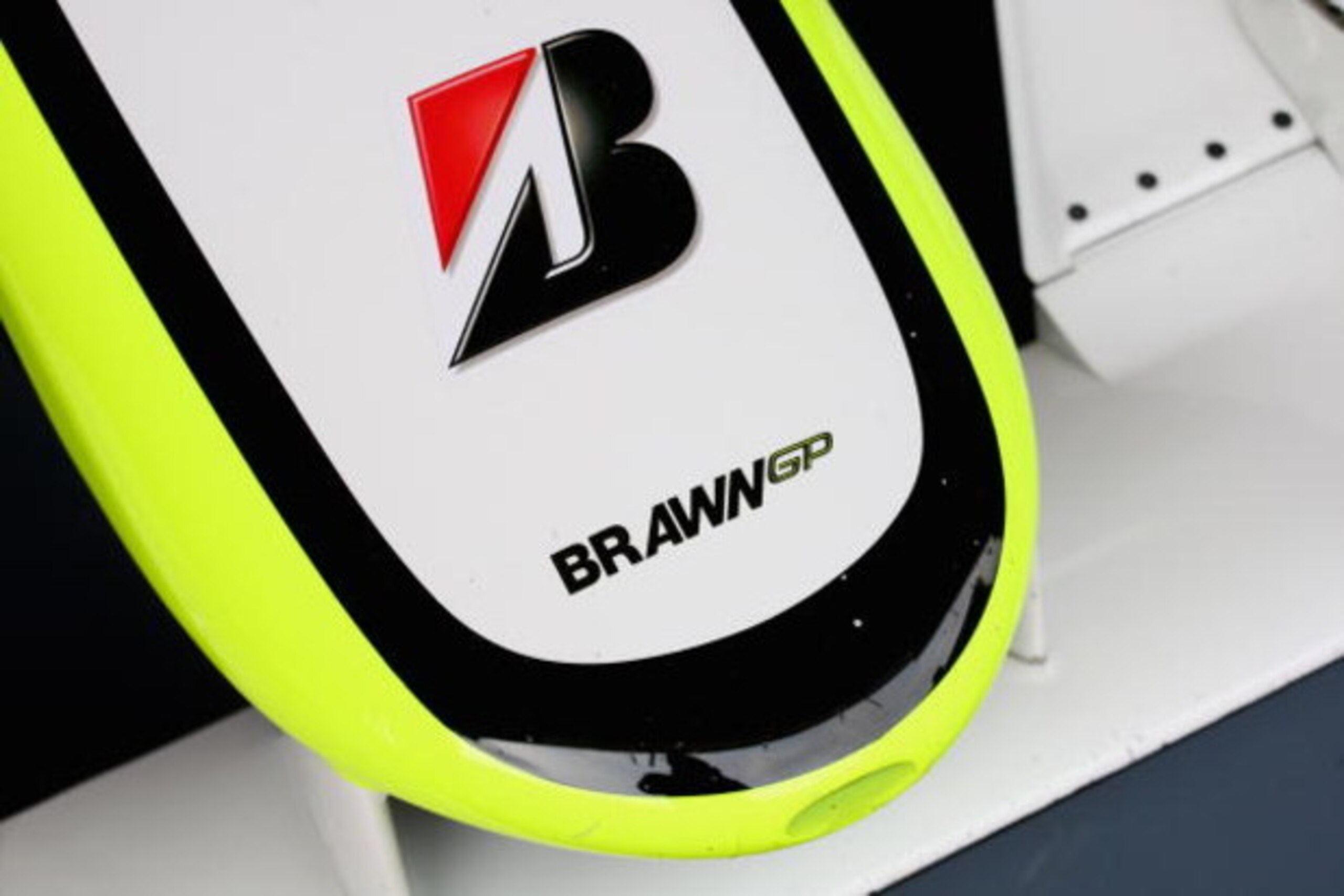 BARCELONA, SPAIN - MARCH 11:   The front nose of the ex honda car re-named Brawn GP in action during formula one testing at the Circuit de Catalunya on March 11, 2009 in Barcelona, Spain.  (Photo by Mark Thompson/Getty Images)