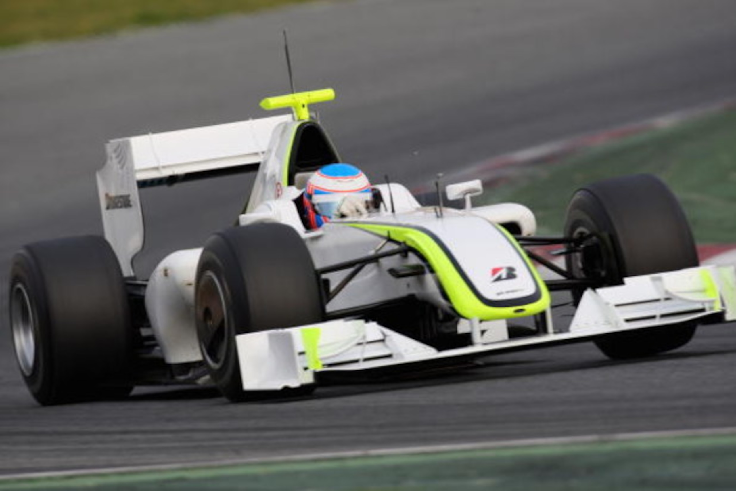 BARCELONA, SPAIN - MARCH 11: Jenson Button of Great Britain and Team Brawn GP in action during formula one testing at the Circuit de Catalunya on March 11, 2009 in Barcelona, Spain. (Photo by Mark Thompson/Getty Images) BARCELONA, SPAIN - MARCH 11: Jenson Button of Great Britain and Team Brawn GP in action during formula one testing at the Circuit de Catalunya on March 11, 2009 in Barcelona, Spain. (Photo by Mark Thompson/Getty Images)