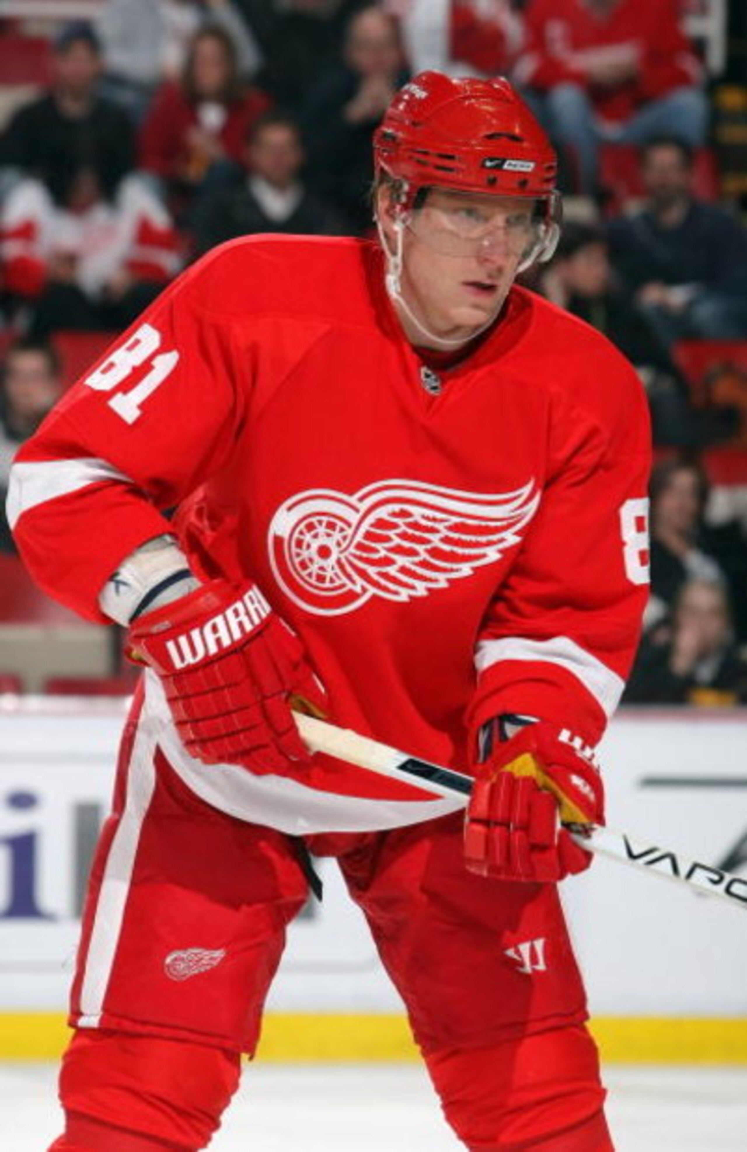 DETROIT - FEBRUARY 12:  Marian Hossa #81 of the Detroit Red Wings skates during their NHL game against the Minnesota Wild at Joe Louis Arena on February 12, 2009 in Detroit, Michigan. The Red Wings defeated the Wild 4-2. (Photo By Dave Sandford/Getty Imag