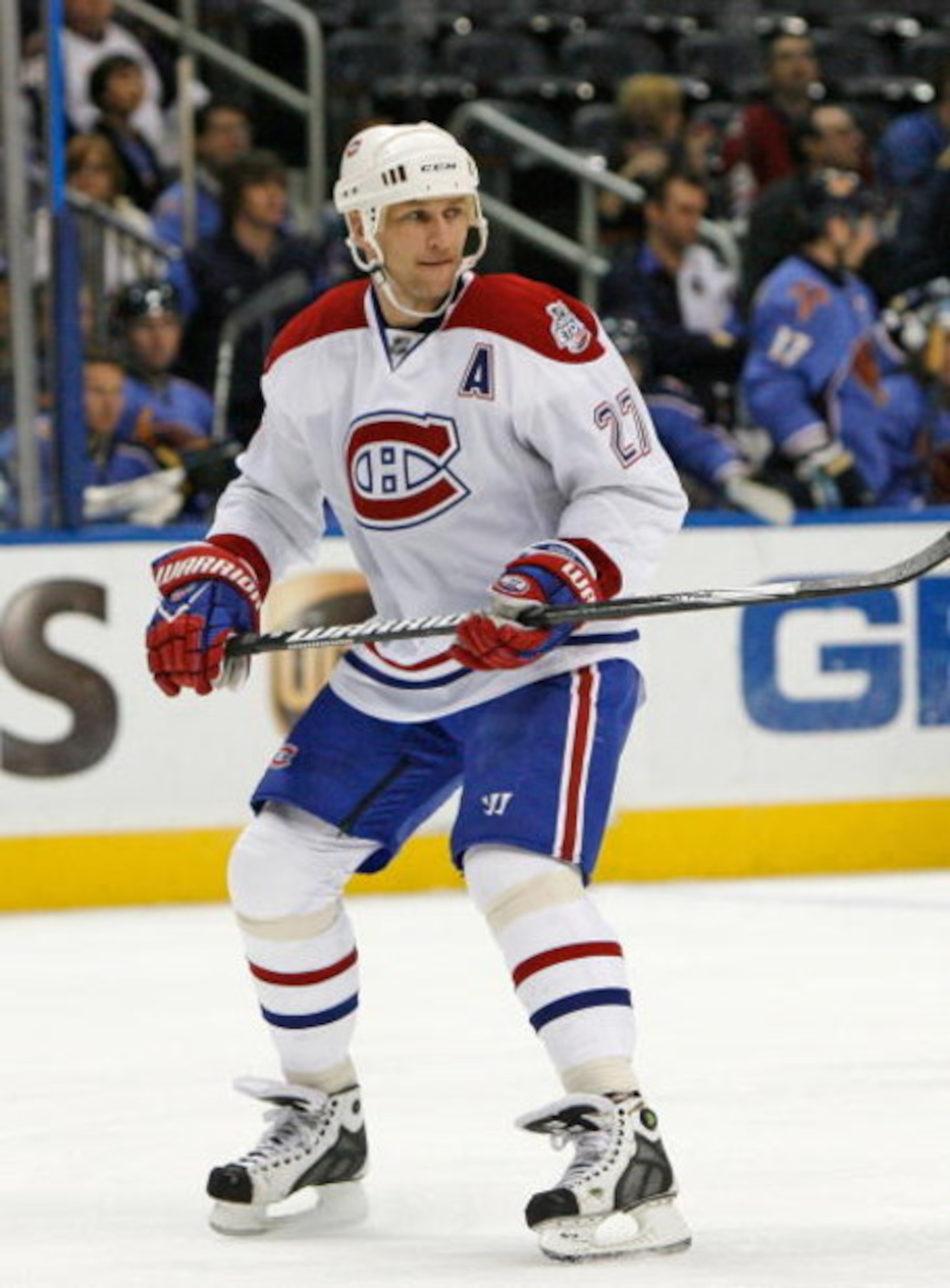 ATLANTA - MARCH 6:  Assistant captain and forward Alex Kovalev #27 of the Montreal Canadiens watches the action during the game against the Atlanta Thrashers at Philips Arena on March 6, 2009 in Atlanta, Georgia.  The Thrashers beat the Canadiens 2-0.  (P