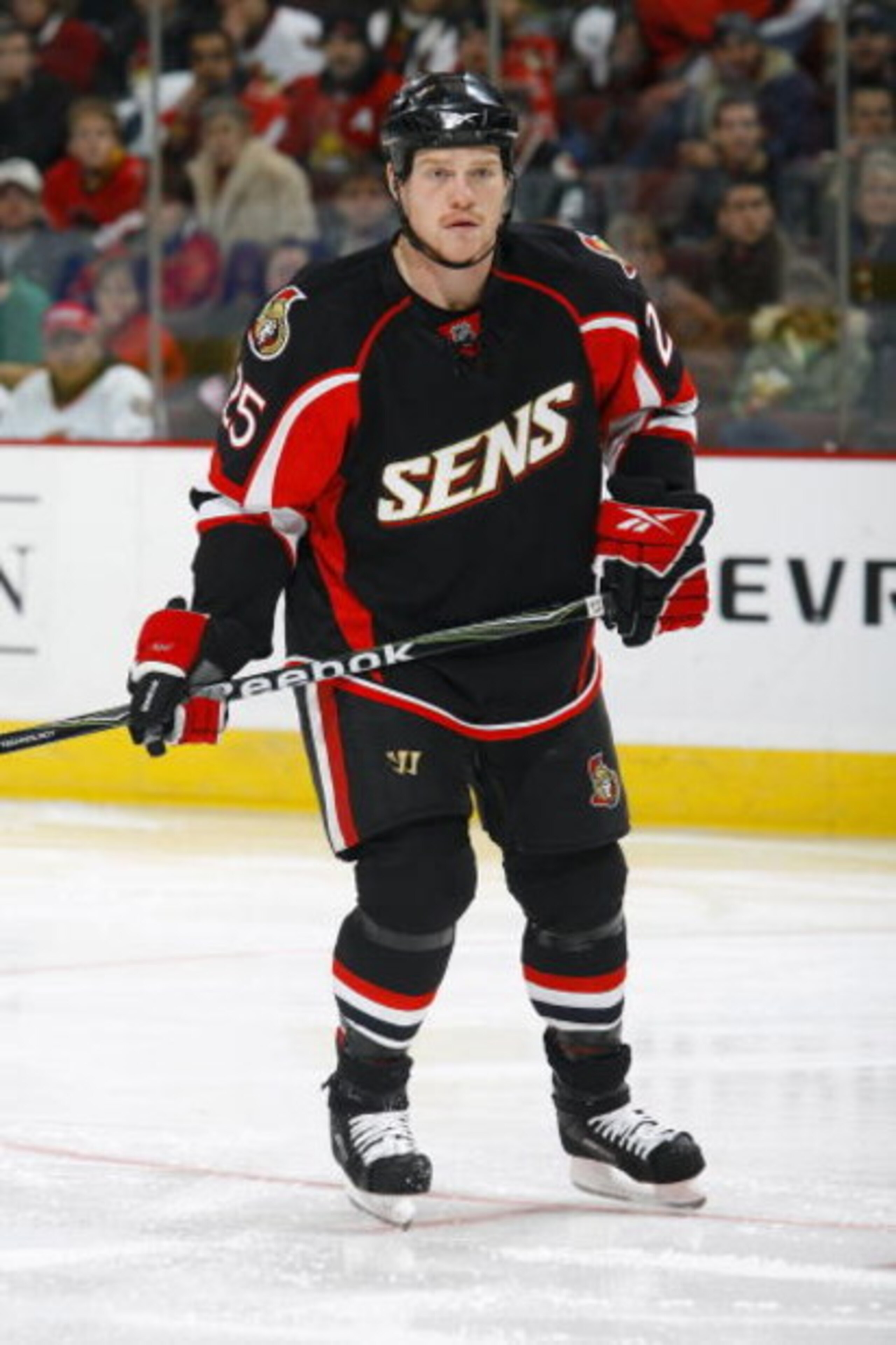 OTTAWA - DECEMBER 8:  Chris Neil #25 of the Ottawa Senators skates during their NHL game against the Florida Panthers on December 8, 2008 at the Scotiabank Place in Ottawa, Canada.  The Panthers defeated the Senators 4-3 in overtime. (Photo by Phillip Mac
