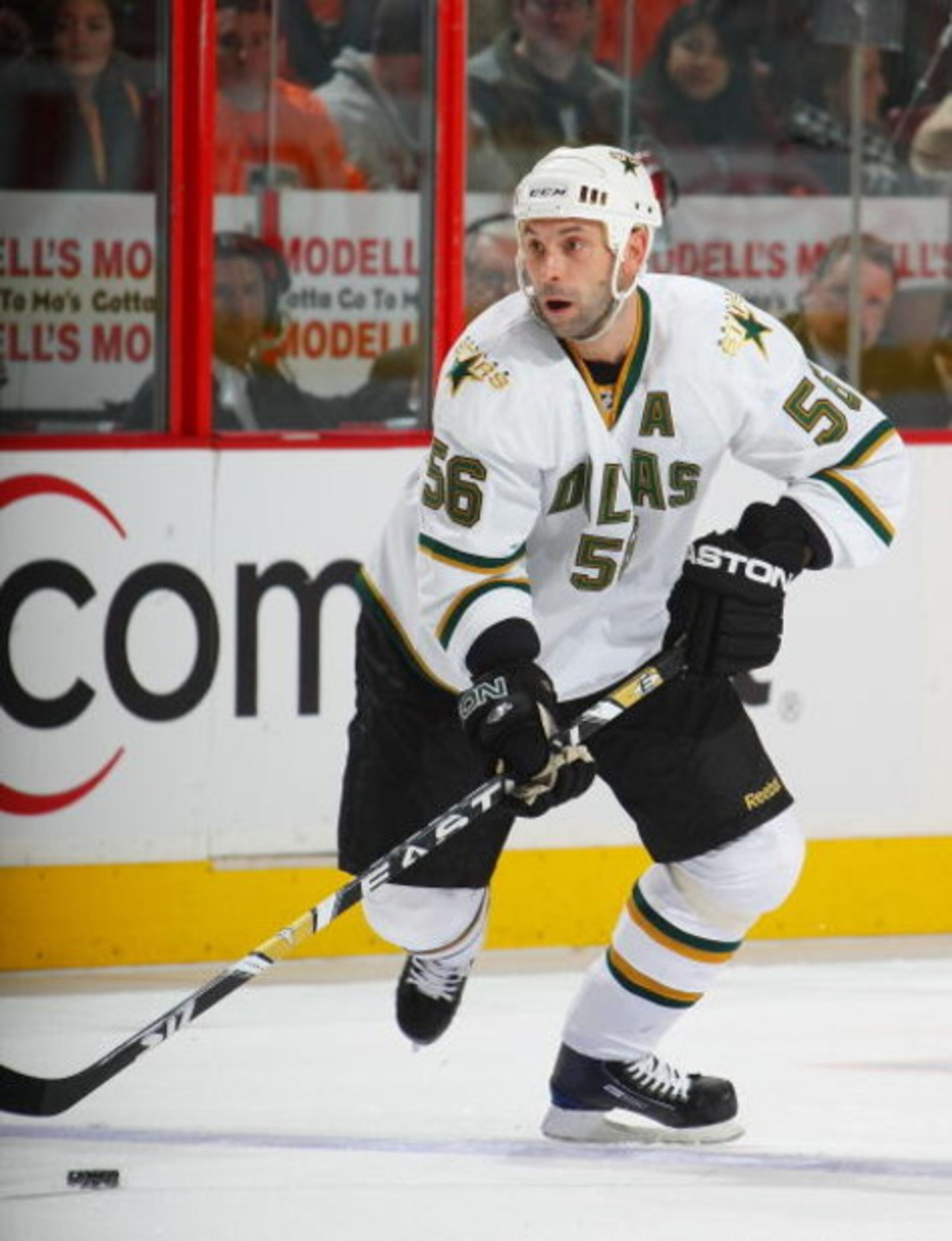PHILADELPHIA - NOVEMBER 24:  Sergei Zubov #56 of the Dallas Stars skates against the Phildelphia Flyers on November 24, 2008 at the Wachovia Center in Philadelphia, Pennsylvania.  (Photo by Bruce Bennett/Getty Images)