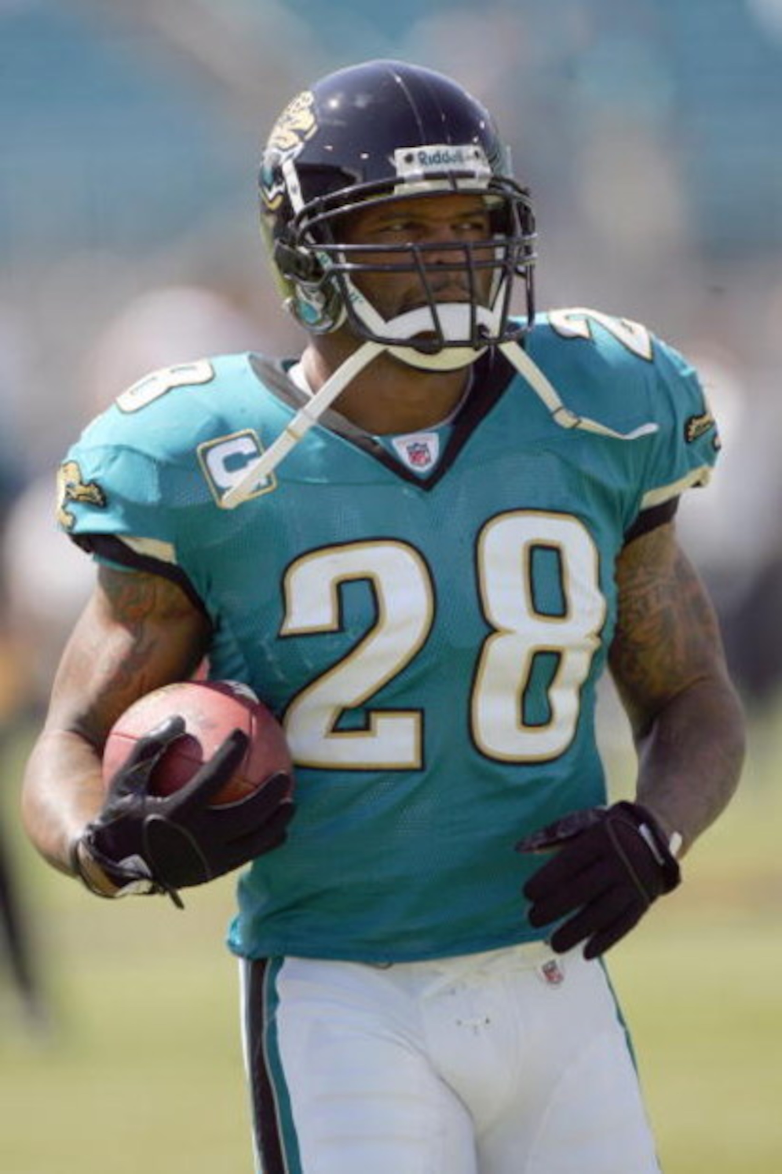 JACKSONVILLE, FL - SEPTEMBER 28: Fred Taylor #28 of the Jacksonville Jaguars carries the ball before the game against the Houston Texans at Jacksonville Municipal Stadium on September 28, 2008 in Jacksonville, Florida. (Photo by Sam Greenwood/Getty Imag JACKSONVILLE, FL - SEPTEMBER 28: Fred Taylor #28 of the Jacksonville Jaguars carries the ball before the game against the Houston Texans at Jacksonville Municipal Stadium on September 28, 2008 in Jacksonville, Florida. (Photo by Sam Greenwood/Getty Imag