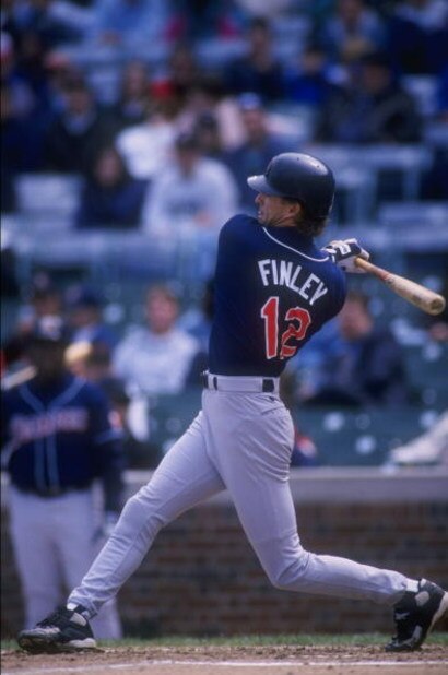 22 Apr 1998:  Outfielder Steve Finley of the San Diego Padres in action during a game against the Chicago Cubs at Wrigley Field in Chicago, Illinois. The Padres defeated the Cubs 3-2. Mandatory Credit: Matthew Stockman  /Allsport