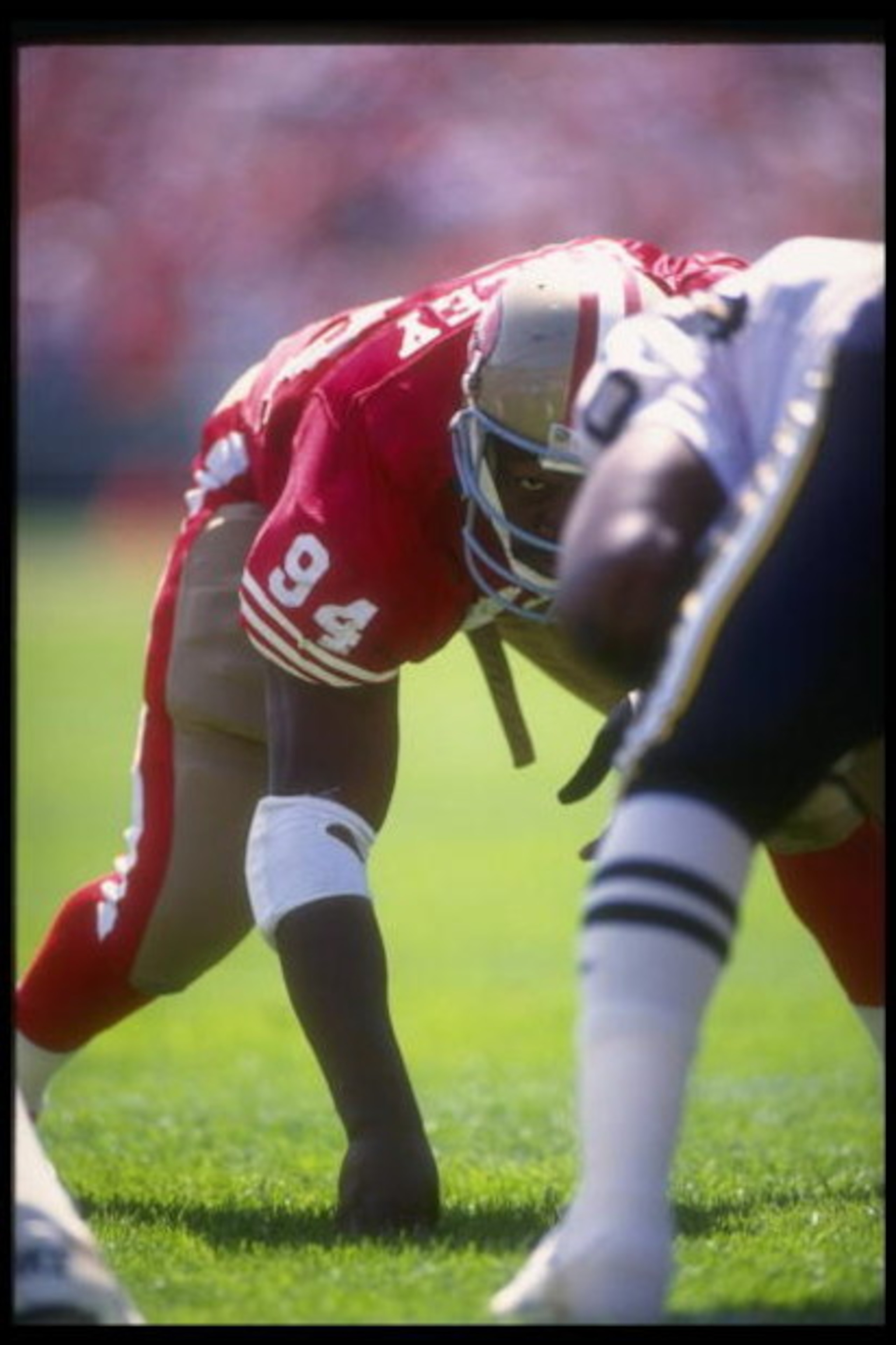 8 Sep 1991: Defensive lineman Charles Haley of the San Francisco 49ers looks on during a game against the San Diego Chargers at Candlestick Park in San Francisco, California. The 49ers won the game, 34-14. Mandatory Credit: Otto Greule /Allsport 8 Sep 1991: Defensive lineman Charles Haley of the San Francisco 49ers looks on during a game against the San Diego Chargers at Candlestick Park in San Francisco, California. The 49ers won the game, 34-14. Mandatory Credit: Otto Greule /Allsport