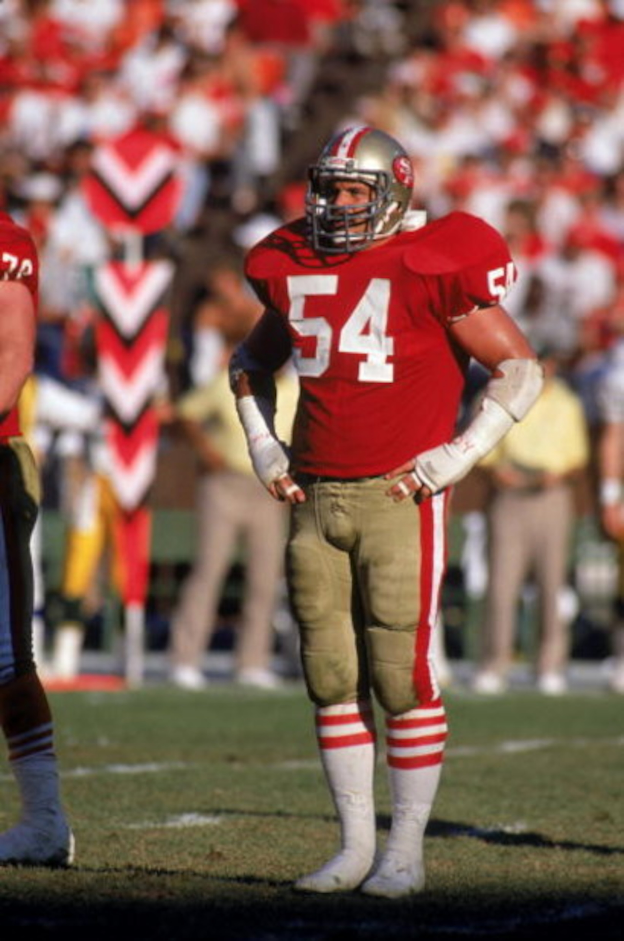 SAN FRANCISCO - NOVEMBER 19: Linebacker Matt Millen #54 of the San Francisco 49ers stands on the field during a game against the Green Bay Packers at Candlestick Park on November 19, 1989 in San Francisco, California. The Packer won 21-17. (Photo by Ge SAN FRANCISCO - NOVEMBER 19: Linebacker Matt Millen #54 of the San Francisco 49ers stands on the field during a game against the Green Bay Packers at Candlestick Park on November 19, 1989 in San Francisco, California. The Packer won 21-17. (Photo by Ge