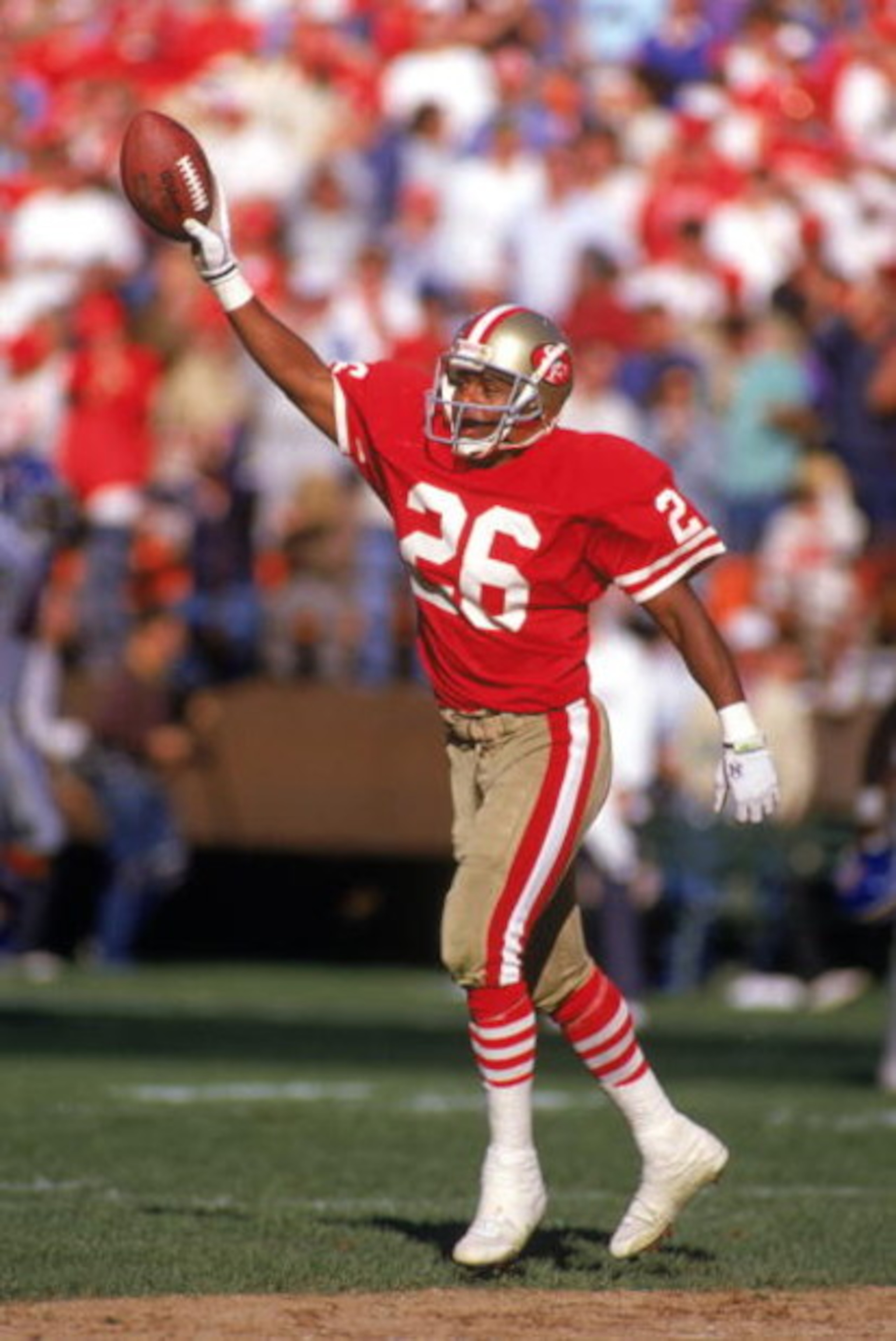 SAN FRANCISCO - OCTOBER 9: Cornerback Darryl Pollard #26 of the San Francisco 49ers celebrates after a play during a game against the Denver Broncos at Candlestick Park on October 9, 1988 in San Francisco, California. The Broncos won 16-13 in overtime. SAN FRANCISCO - OCTOBER 9: Cornerback Darryl Pollard #26 of the San Francisco 49ers celebrates after a play during a game against the Denver Broncos at Candlestick Park on October 9, 1988 in San Francisco, California. The Broncos won 16-13 in overtime.