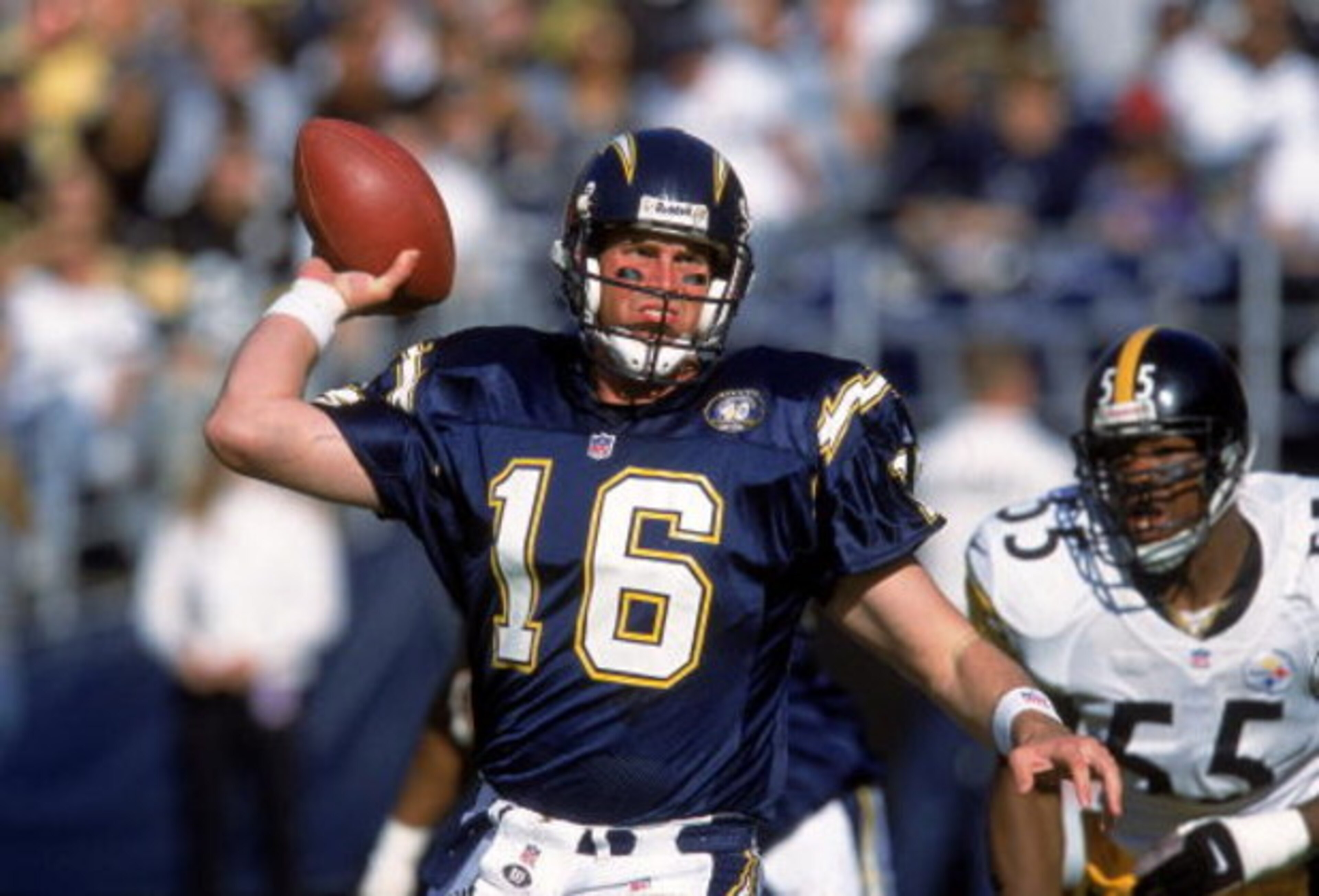 24 Dec 2000: Quarterback Ryan Leaf #16 of the San Diego Chargers passes the ball during the game against the Pittsburgh Steelers at Qualcomm Stadium in San Diego, California. The Steelers defeated the Chargers 34-21.Mandatory Credit: Stephen Dunn /Alls 24 Dec 2000: Quarterback Ryan Leaf #16 of the San Diego Chargers passes the ball during the game against the Pittsburgh Steelers at Qualcomm Stadium in San Diego, California. The Steelers defeated the Chargers 34-21.Mandatory Credit: Stephen Dunn /Alls