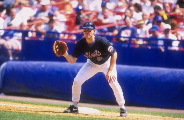 24 May 1998: John Olerud #5 of the New York Mets in action during a agme against the Milwaukee Brewers at Shea Stadium in Flushing, New York. The Mets defeated the Brewers 8-3.
