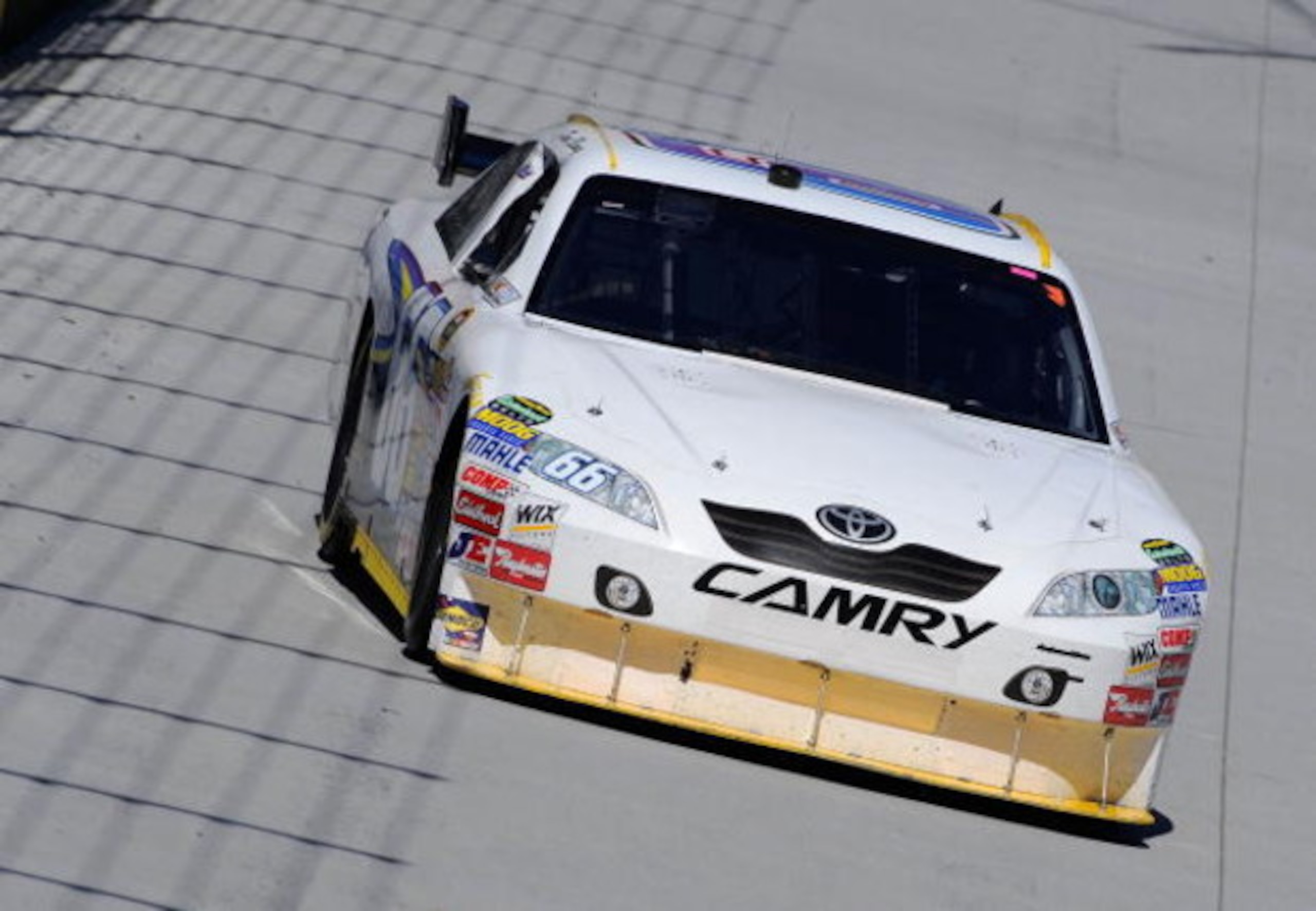 BRISTOL, TN - MARCH 20:  Dave Blaney, driver of the #66 Hyde Park Storage Suites Toyota, drives during practice for the NASCAR Sprint Cup Series Food City 500 at Bristol Motor Speedway on March 20, 2009 in Bristol, Tennessee.  (Photo by Rusty Jarrett/Gett