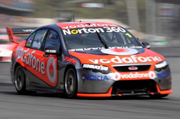 ADELAIDE, AUSTRALIA - MARCH 22:  Jamie Whincup drives the #1 Team Vodafone Ford during race two of the Clipsal 500, which is round one of the V8 Supercar Championship Series, on the Adelaide Street Circuit on March 22, 2009 in Adelaide, Australia.  (Photo
