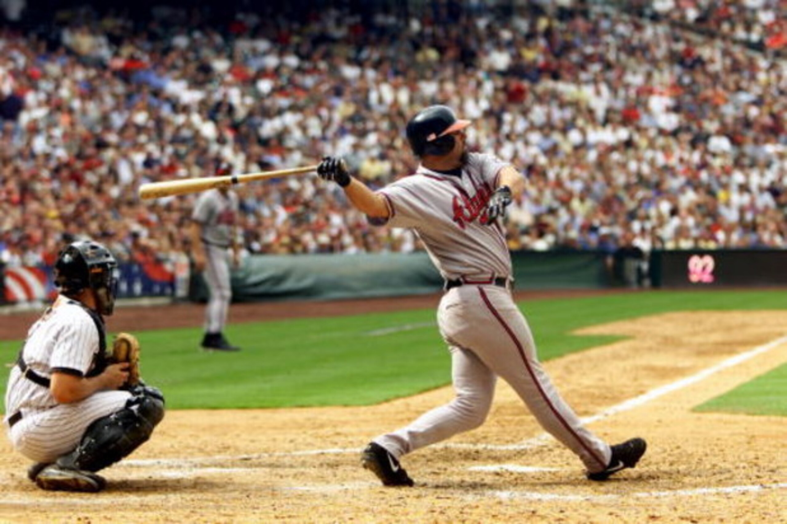 9 Oct 2001:  Ken Caminiti #11 of the Atlanta Braves strikes out during the National League divisional series against the Houston Astros at Enron Field in Houston, Texas. The Braves won 7-4. DIGITAL IMAGE  Mandatory Credit: Brian Bahr/ALLSPORT