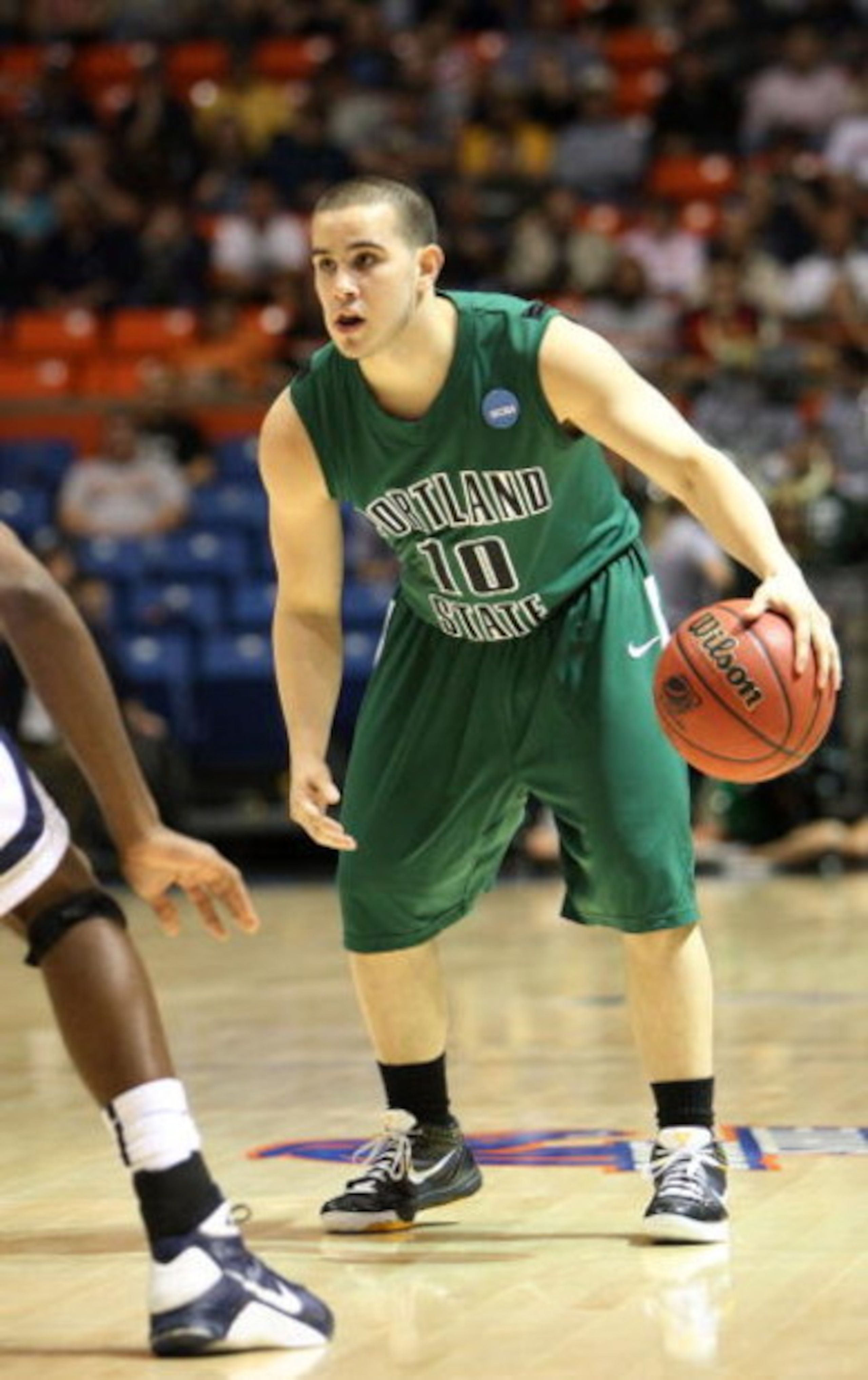 BOISE, ID - MARCH 20:  Guard Jeremiah Dominguez #10 of the Portland State Vikings looks to drive the ball against the Xavier Musketeers during the first round of the NCAA Division I Men's Basketball Tournament at the Taco Bell Arena on March 20, 2009 in B