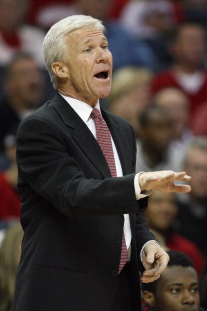 CHARLOTTE, NC - DECEMBER 6:  Head coach Bob McKillop of the Davidson Wildcats reacts during the game against the North Carolina State Wolfpack at Time Warner Cable Arena on December 6, 2008 in Charlotte, North Carolina. (Photo by Streeter Lecka/Getty Imag
