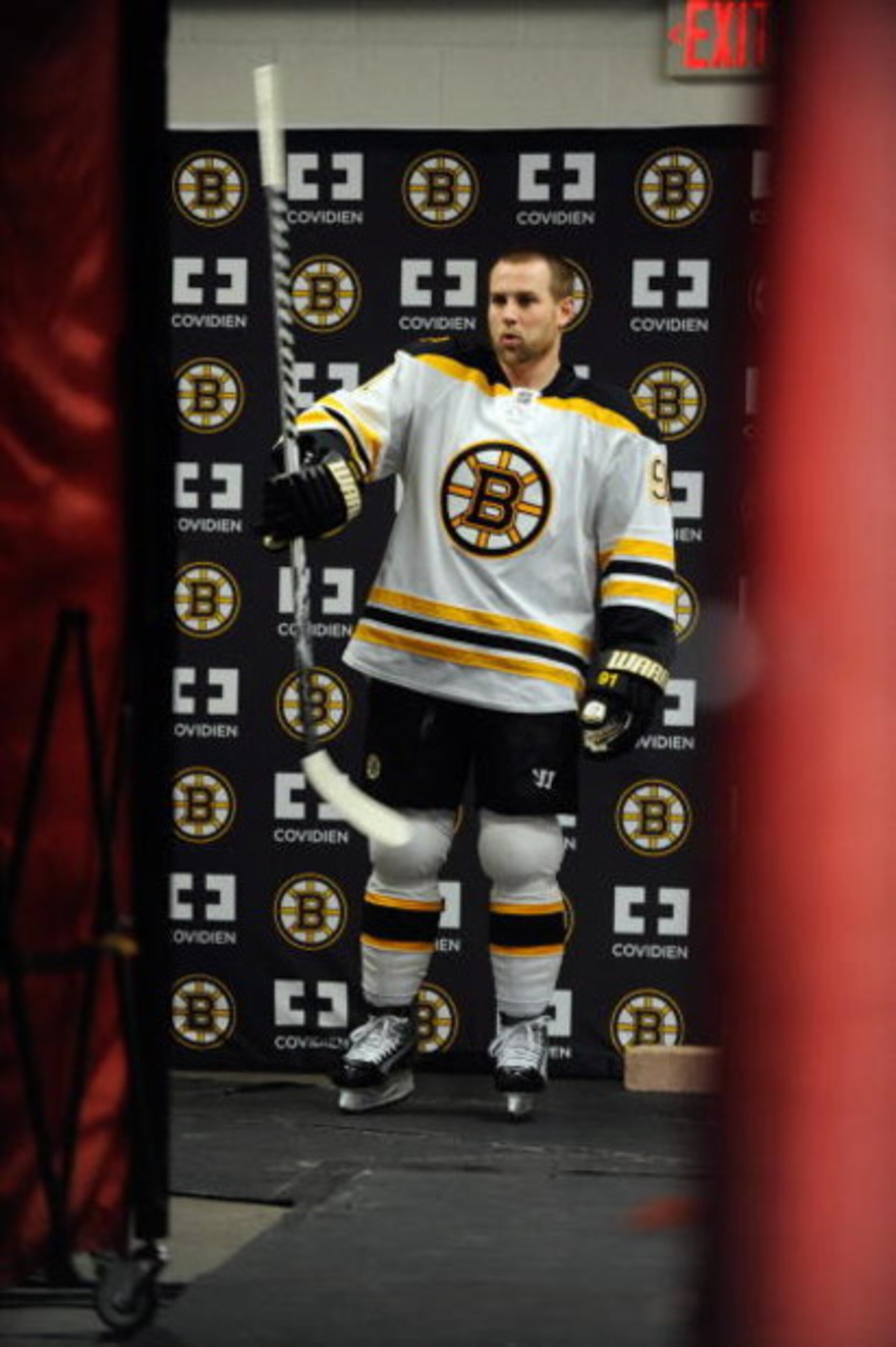 RALEIGH, NC - MAY 12:  Marc Savard #91 of the Boston Bruins stands in the hallway before the game against the Carolina Hurricanes during Game Six of the Eastern Conference Semifinal Round of the 2009 Stanley Cup Playoffs on May 12, 2009 at the RBC Center 
