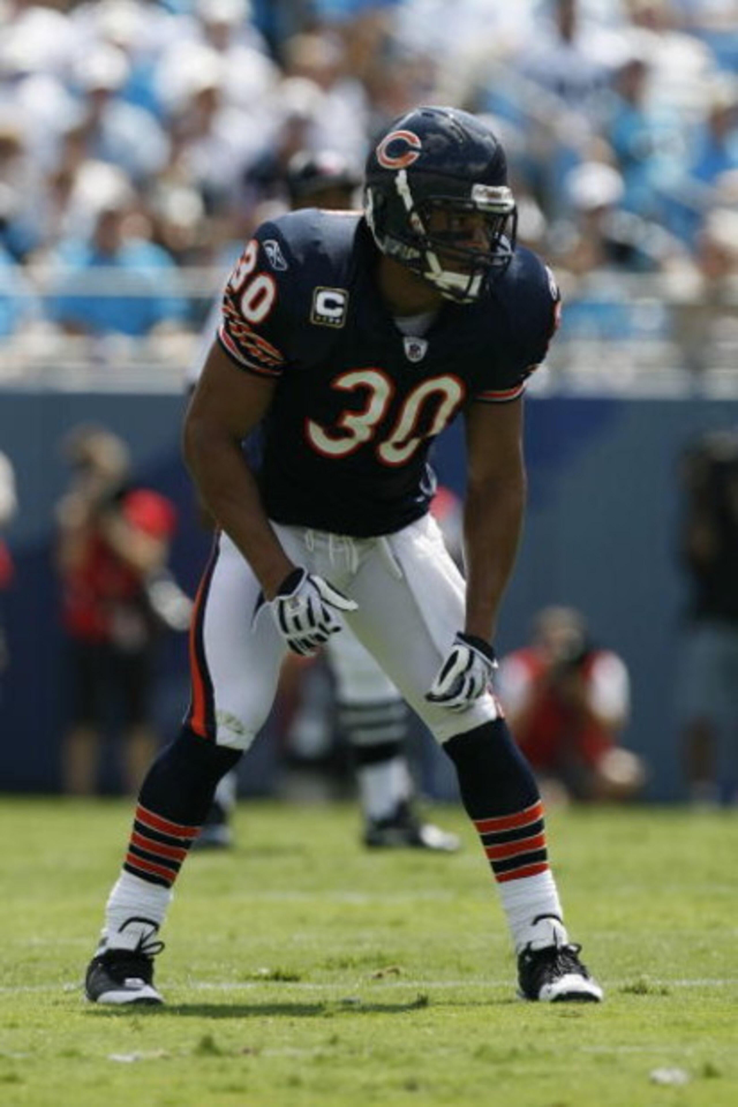 CHARLOTTE, NC - SEPTEMBER 14:  Mike Brown #30 of the Chicago Bears looks on during the game against the Carolina Panthers at Bank of America Stadium on September 14, 2008 in Charlotte, North Carolina. (Photo by Kevin C. Cox/Getty Images)