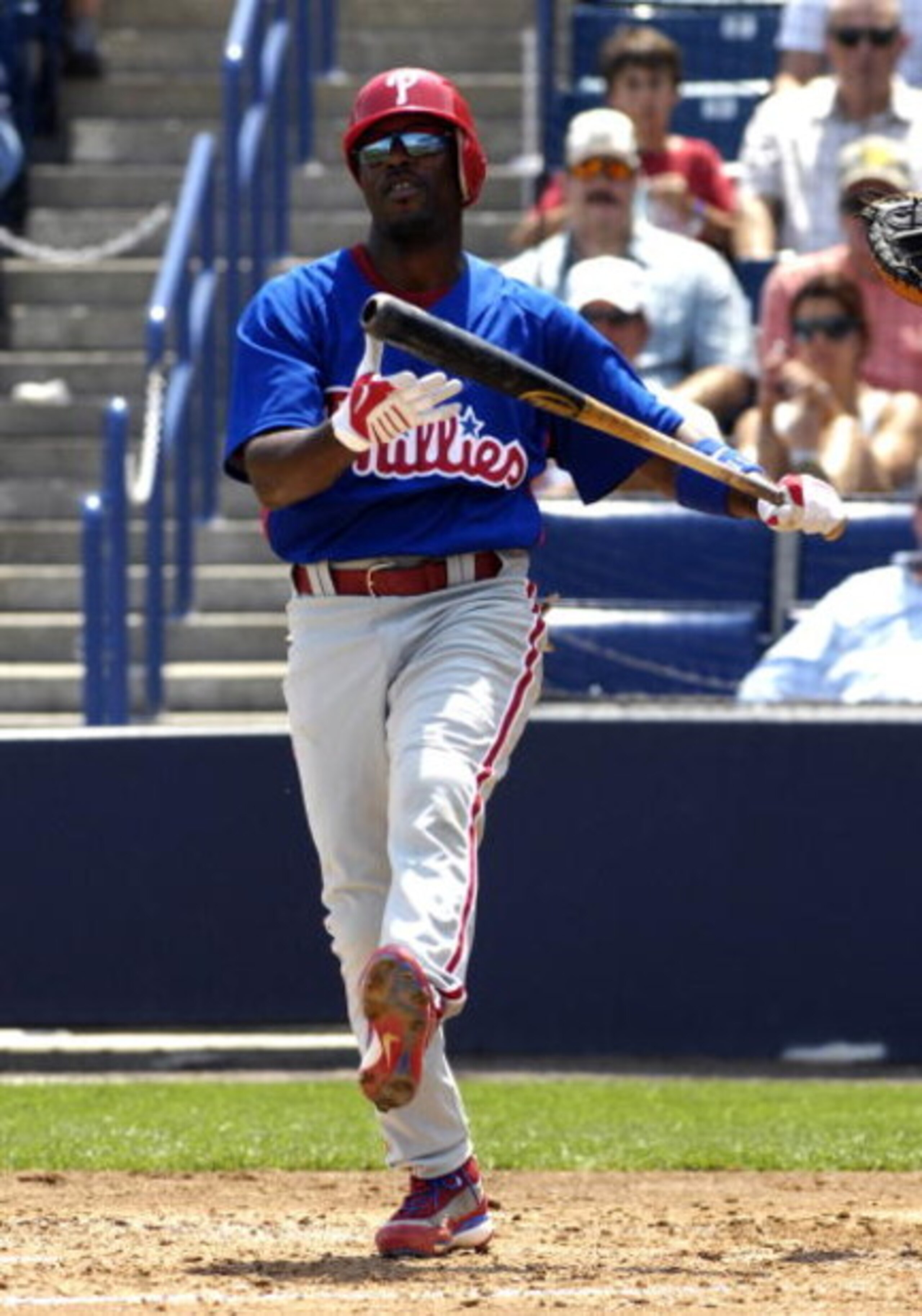 TAMPA, FL - APRIL 01:  Shortstop Jimmy Rollins #11 of the Philadelphia Phillies bats against the New York Yankees at George Steinbrenner Field April 1, 2009 in Tampa, Florida.  (Photo by Al Messerschmidt/Getty Images)