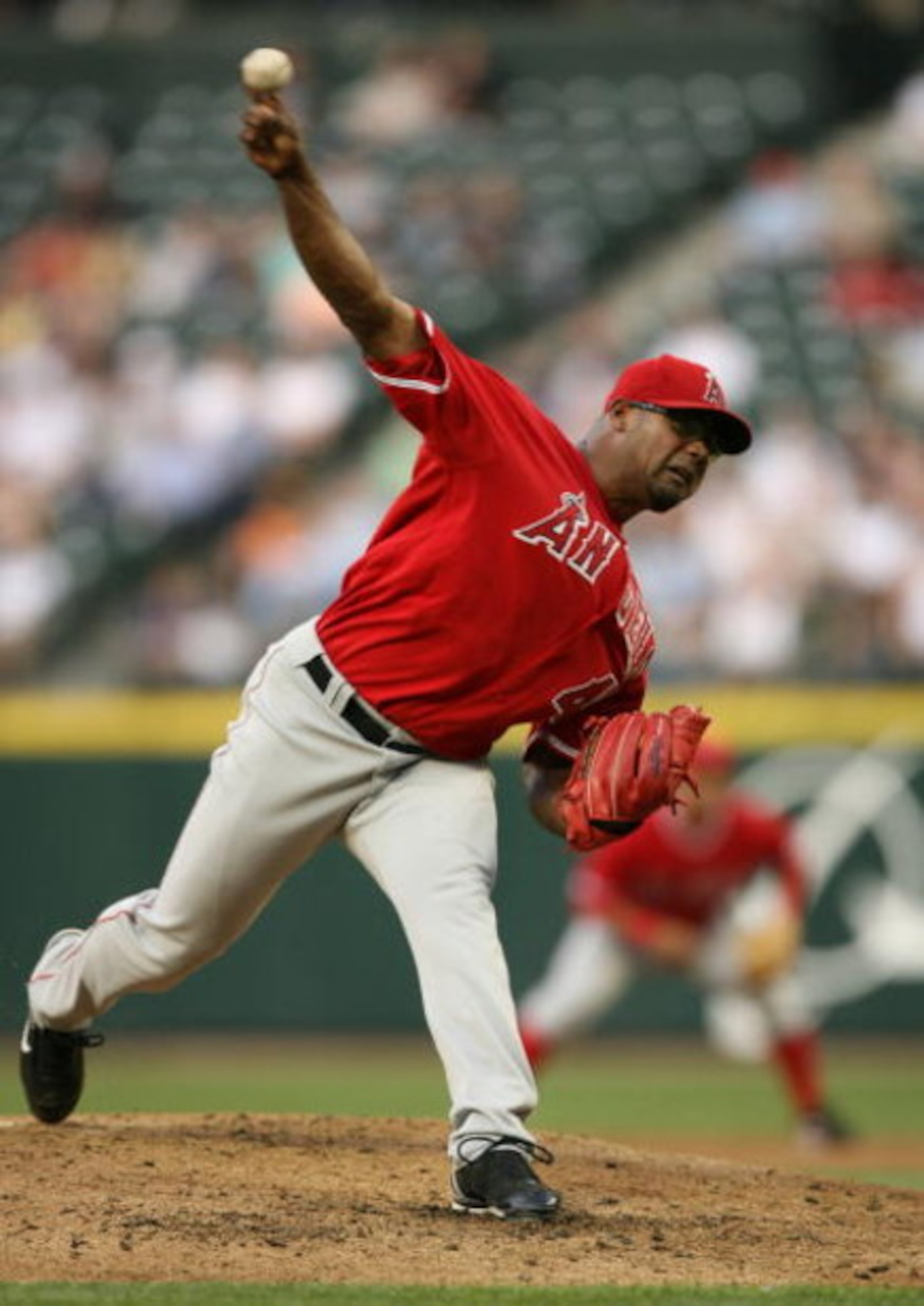 SEATTLE - MAY 15:  Starting pitcher Kelvim Escobar #45 of the Los Angeles Angels of Anahiem pitches against the Seattle Mariners on May 15, 2007 at Safeco Field in Seattle, Washington.  (Photo by Otto Greule Jr/Getty Images)