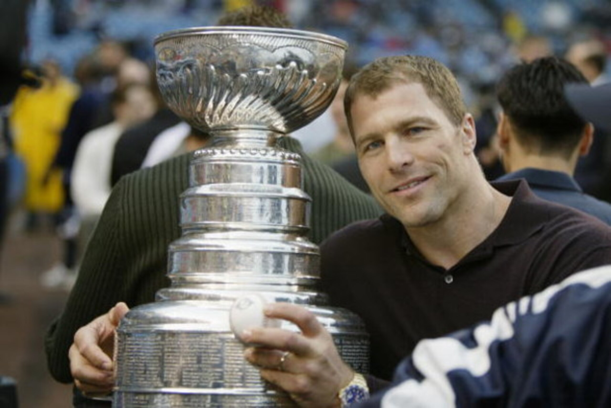 BRONX, NY - JUNE 13: Defenseman Scott Stevens #4 of the New Jersey Devils poses for a picture with the Stanley Cup before the interleague game between the New York Yankees and the St. Louis Cardinals at Yankee Stadium on June 13, 2003 in the Bronx, New Y BRONX, NY - JUNE 13: Defenseman Scott Stevens #4 of the New Jersey Devils poses for a picture with the Stanley Cup before the interleague game between the New York Yankees and the St. Louis Cardinals at Yankee Stadium on June 13, 2003 in the Bronx, New Y