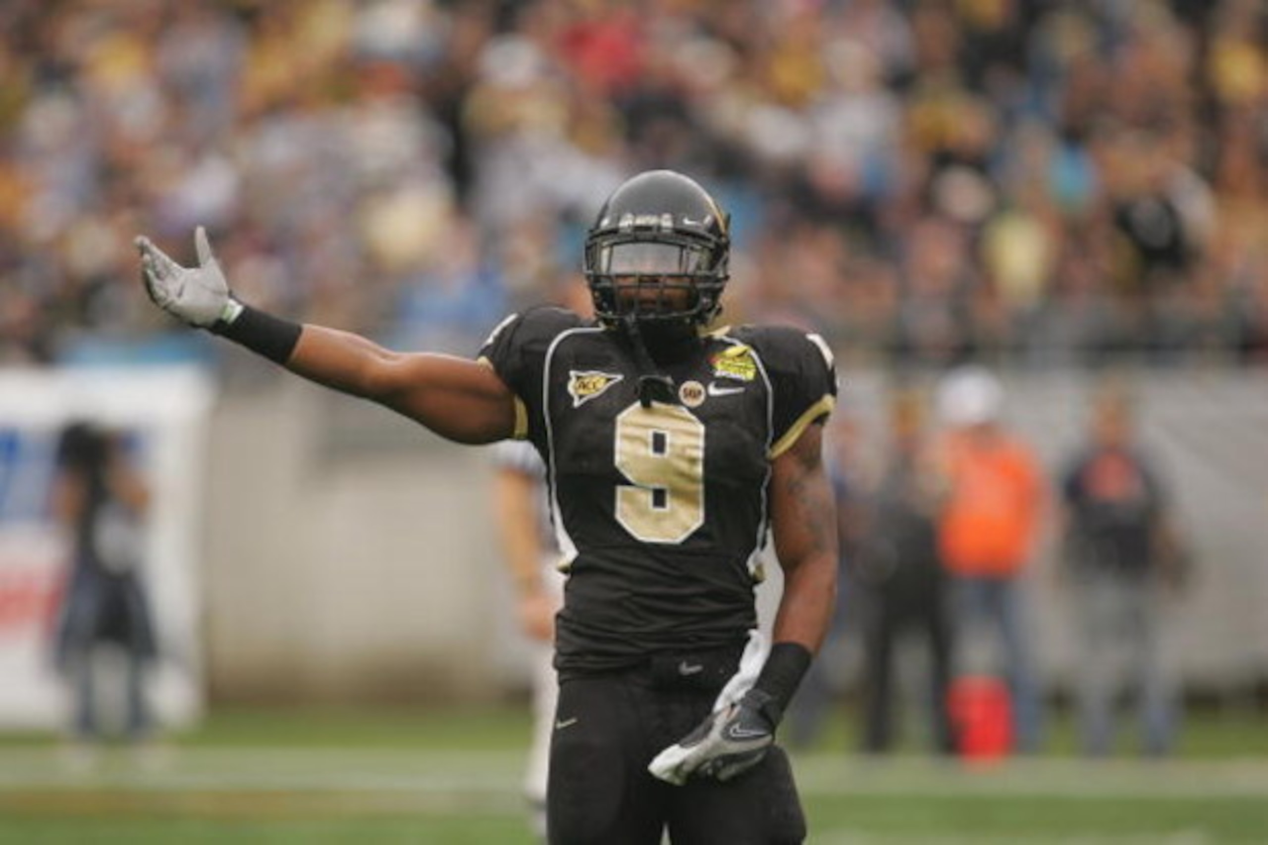 CHARLOTTE, NC - DECEMBER 29:  Chip Vaughn #9 of the Wake Forest Demon Deacons reacts after a play against the Connecticut Huskies during their game at Bank of America Stadium on December 29, 2007 in Charlotte, North Carolina. (Photo by Streeter Lecka/Gett
