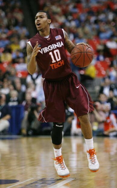 ATLANTA - MARCH 13:  Hank Thorns #10 of the Virginia Tech Hokies dribbles against the North Carolina Tar Heels during day two of the 2009 ACC Men's Basketball Tournament on March 13, 2009 at the Georgia Dome in Atlanta, Georgia.  (Photo by Kevin C. Cox/Ge