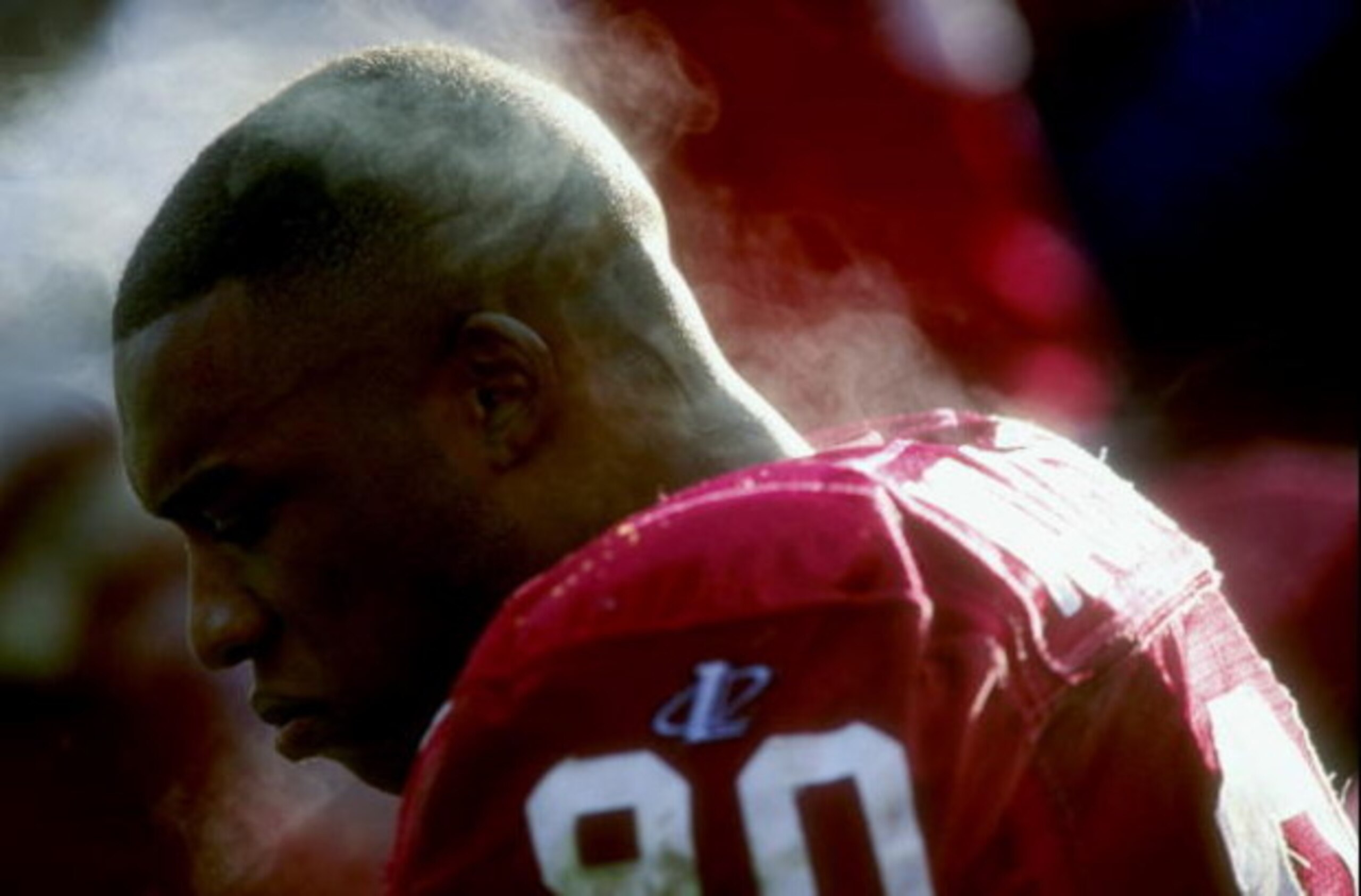 6 Dec 1998:  Andre Wadsworth #90 of the Arizona Cardinals sits on the bench as he steams during the game against the New York Giants at the Sun Devil Stadium in Phoenix, Arizona. The Giants defeated the Cardinals 23-19. Mandatory Credit: Harry How  /Allsp