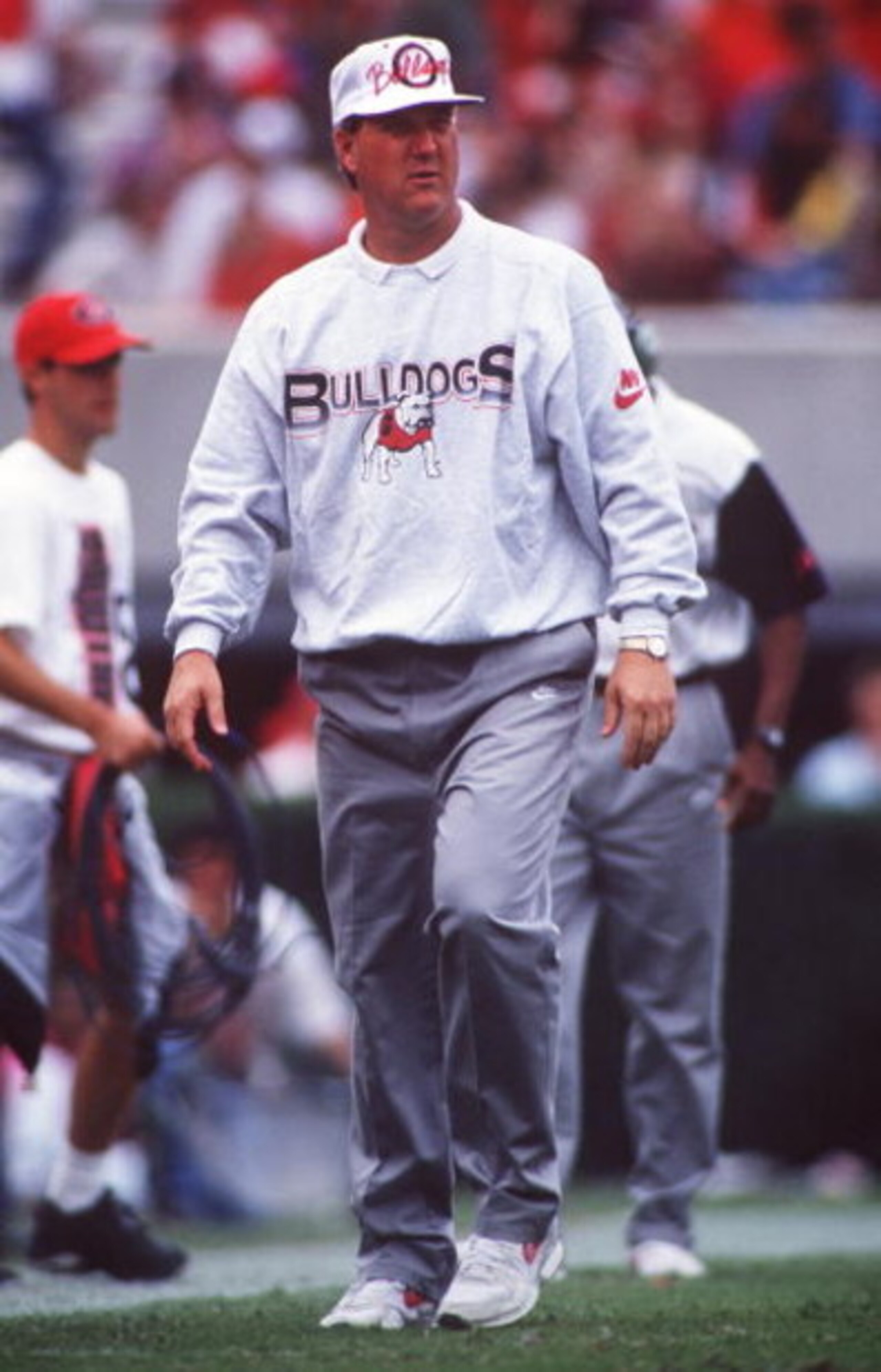 8 OCT 1994:  GEORGIA HEAD COACH RAY GOFF PACES THE SIDELINE DURING THE BULLDOGS 40-14 VCITORY OVER THE CLEMSON TIGERS AT SANFORD STADIUM IN ATHENS, GEORGIA. Mandatory Credit: Doug Pensinger/ALLSPORT