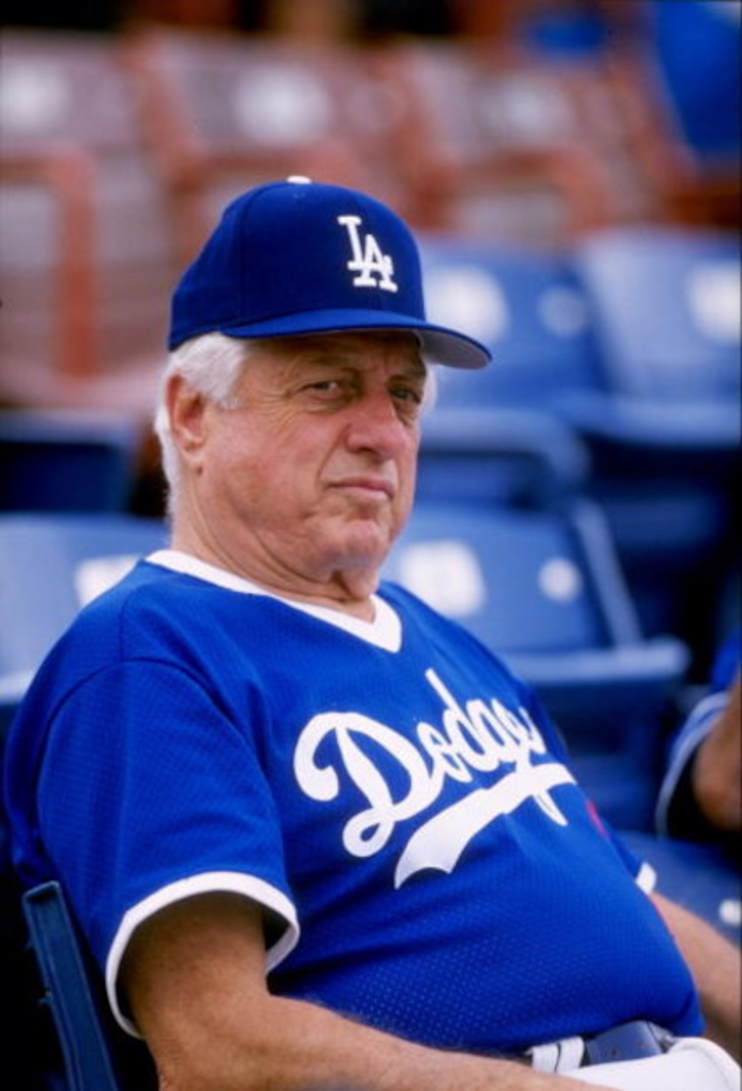393317 01: (FILE PHOTO) Former Los Angeles Dodgers manager Tommy Lasorda watches a spring training game against the Atlanta Braves at the Holman Stadium March 1, 1998 in Vero Beach, FL. Lasorda was released from a Chester County hospital in Pennsylvania A 393317 01: (FILE PHOTO) Former Los Angeles Dodgers manager Tommy Lasorda watches a spring training game against the Atlanta Braves at the Holman Stadium March 1, 1998 in Vero Beach, FL. Lasorda was released from a Chester County hospital in Pennsylvania A