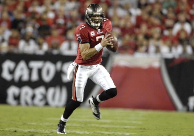 TAMPA, FL - OCTOBER 19: Quarterback Jeff Garcia #7 of the Tampa Bay Buccaneers plays against the Seattle Seahawks at Raymond James Stadium on October 19, 2008 in Tampa, Florida.  (Photo by Al Messerschmidt/Getty Images) 