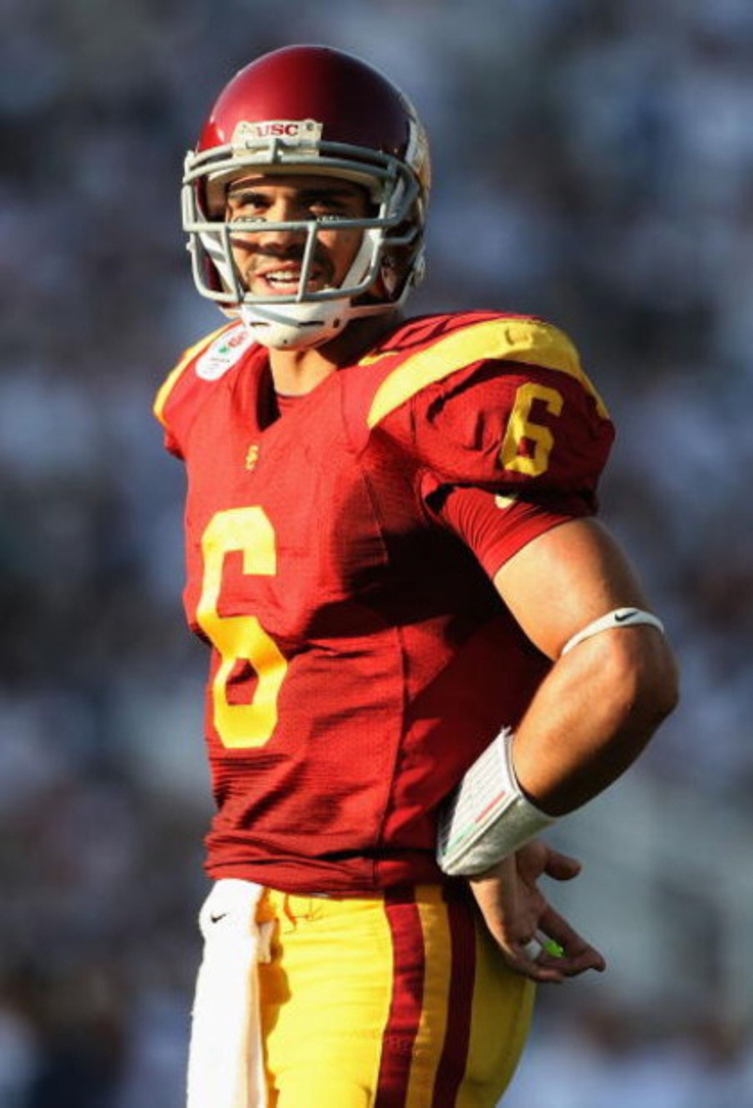 PASADENA, CA - JANUARY 01: Quarterback Mark Sanchez #6 of the USC Trojans in action during the 95th Rose Bowl Game presented by Citi against the Penn State Nittany Lions at the Rose Bowl on January 1, 2009 in Pasadena, California. The Trojans defeated th PASADENA, CA - JANUARY 01: Quarterback Mark Sanchez #6 of the USC Trojans in action during the 95th Rose Bowl Game presented by Citi against the Penn State Nittany Lions at the Rose Bowl on January 1, 2009 in Pasadena, California. The Trojans defeated th